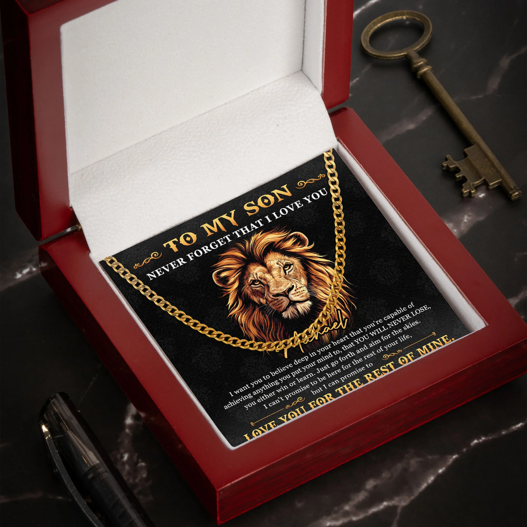 To My Son Gift From Mom/Dad - Personalized Men's Cuban Link Chain - Image 4