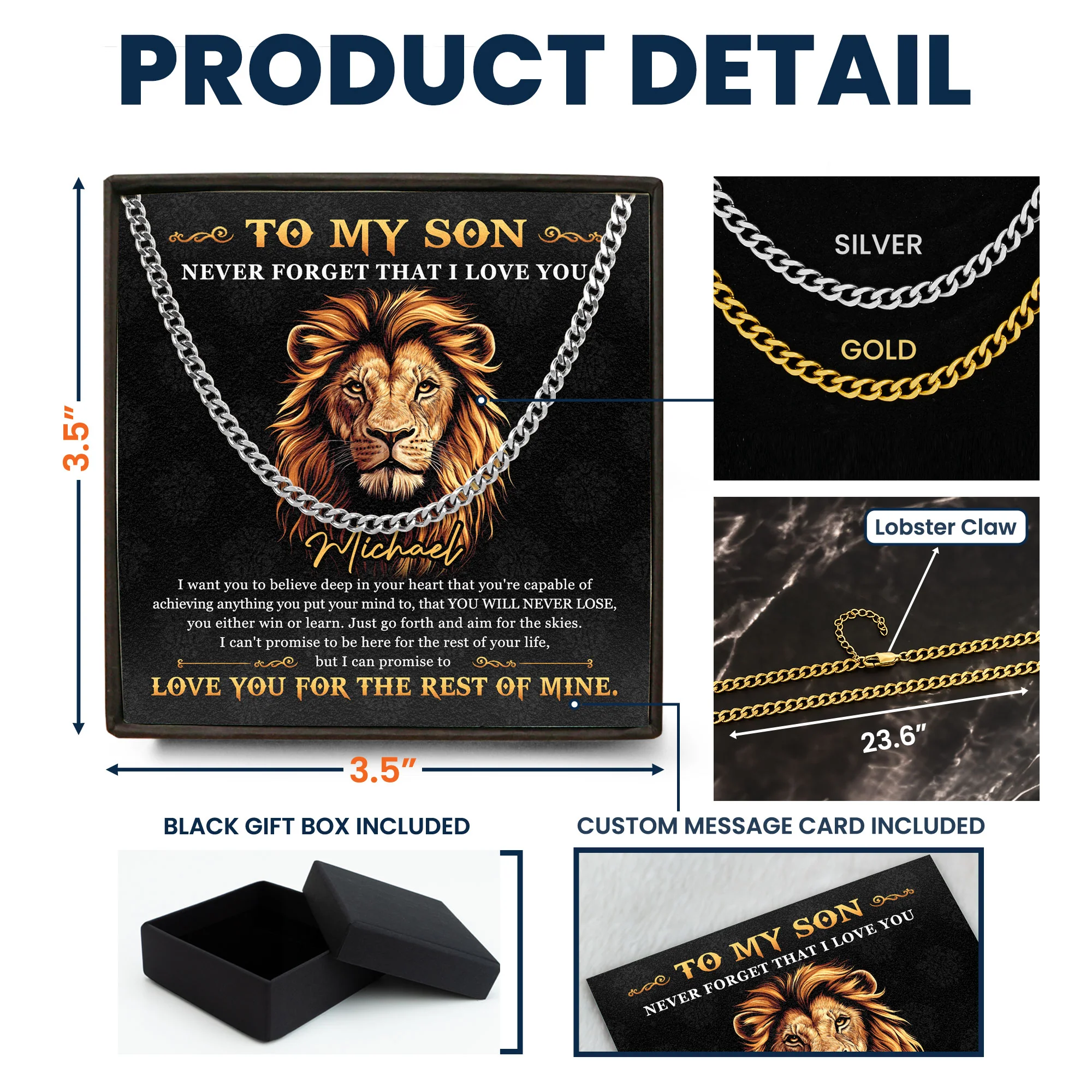 To My Son Gift From Mom/Dad - Personalized Men's Cuban Link Chain - Image 6