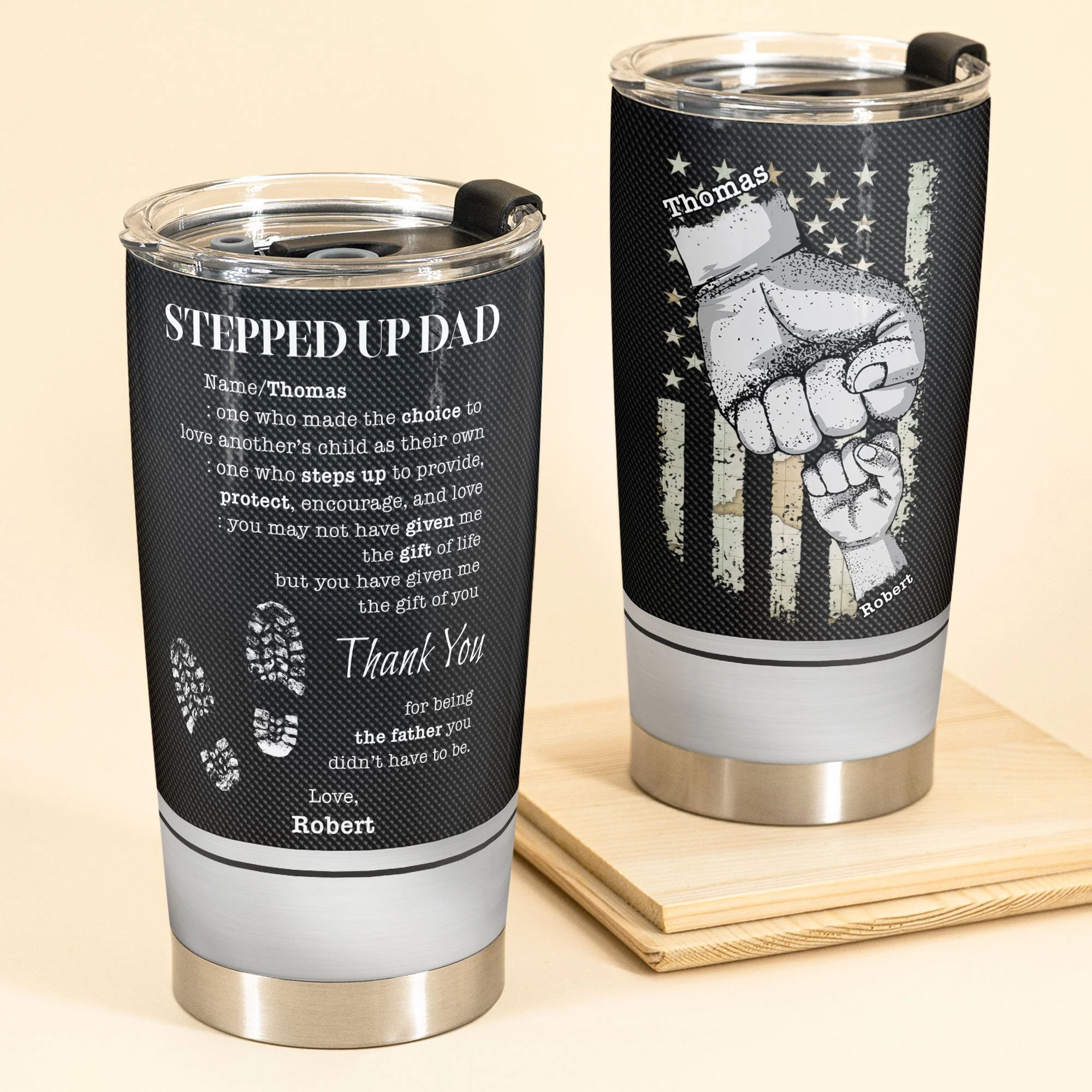 To My Stepped Up Dad - Personalized Tumbler Cup - Image 2