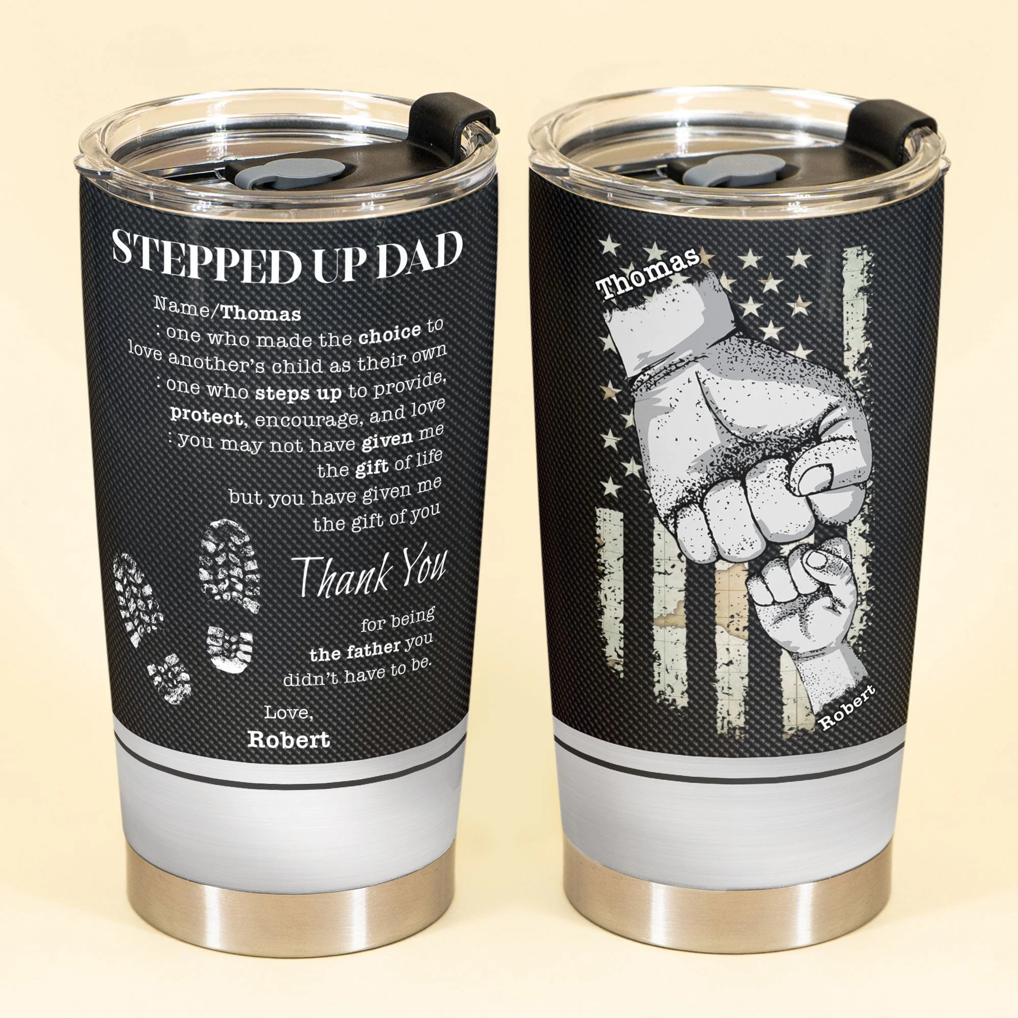 To My Stepped Up Dad - Personalized Tumbler Cup - Image 3