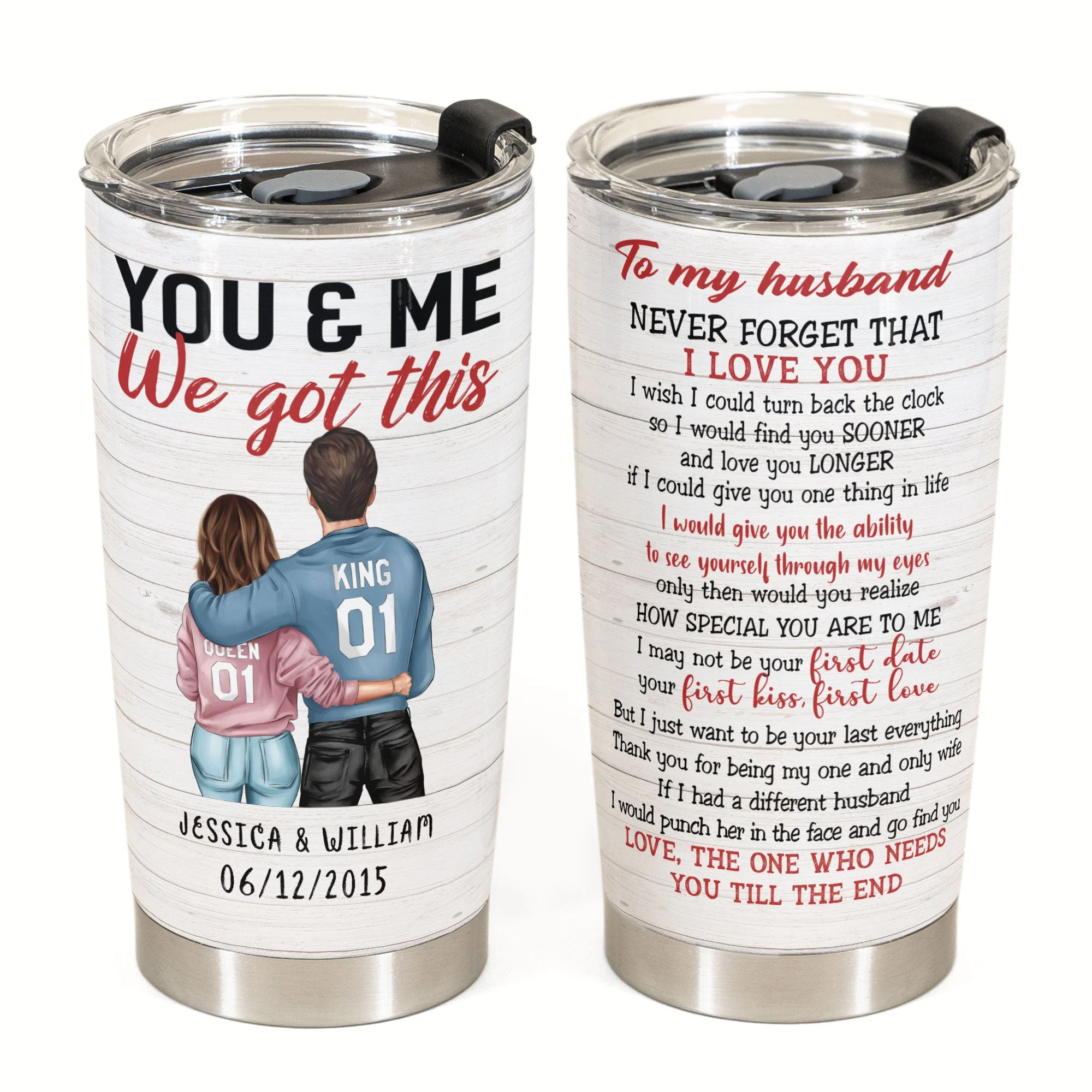 Want To Be Your Last Everything - Personalized Tumbler Cup - Couple Shoulder To Shoulder - Image 6