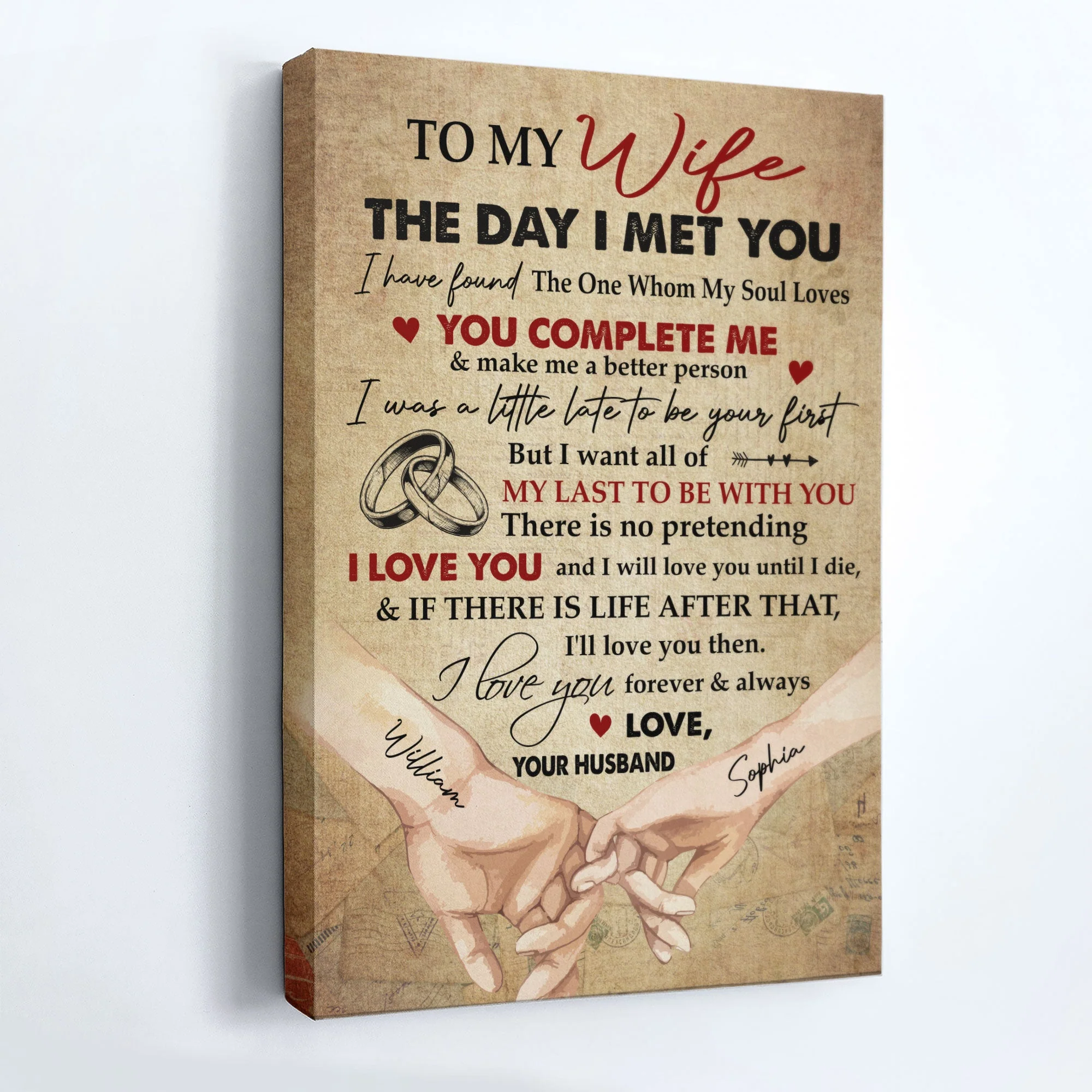 To My Wife The Day I Met You - Personalized Wrapped Canvas - Image 3