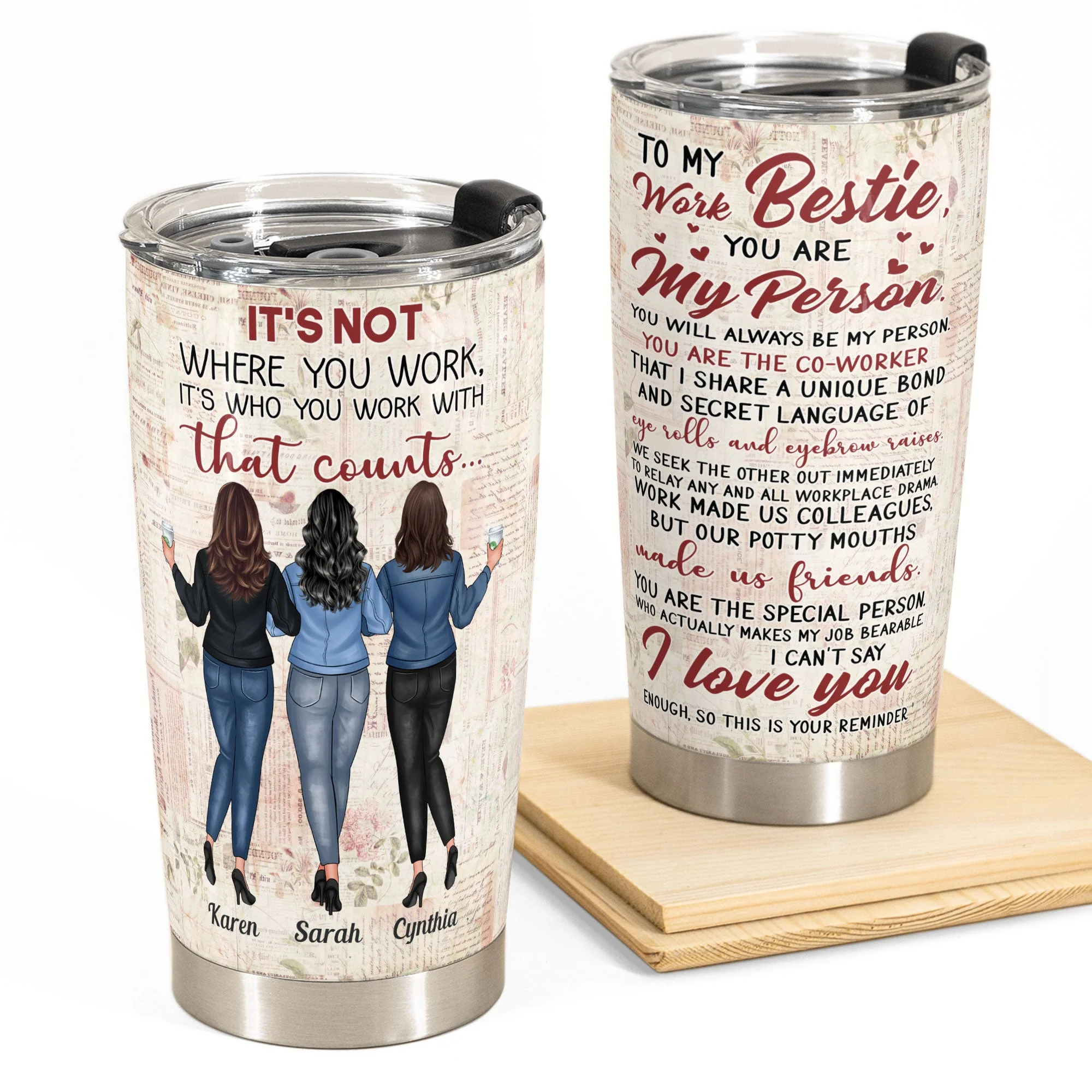 To My Work Bestie - Personalized Tumbler - Gift For Work Besties, Colleagues, Friends, Best Friends - Image 2