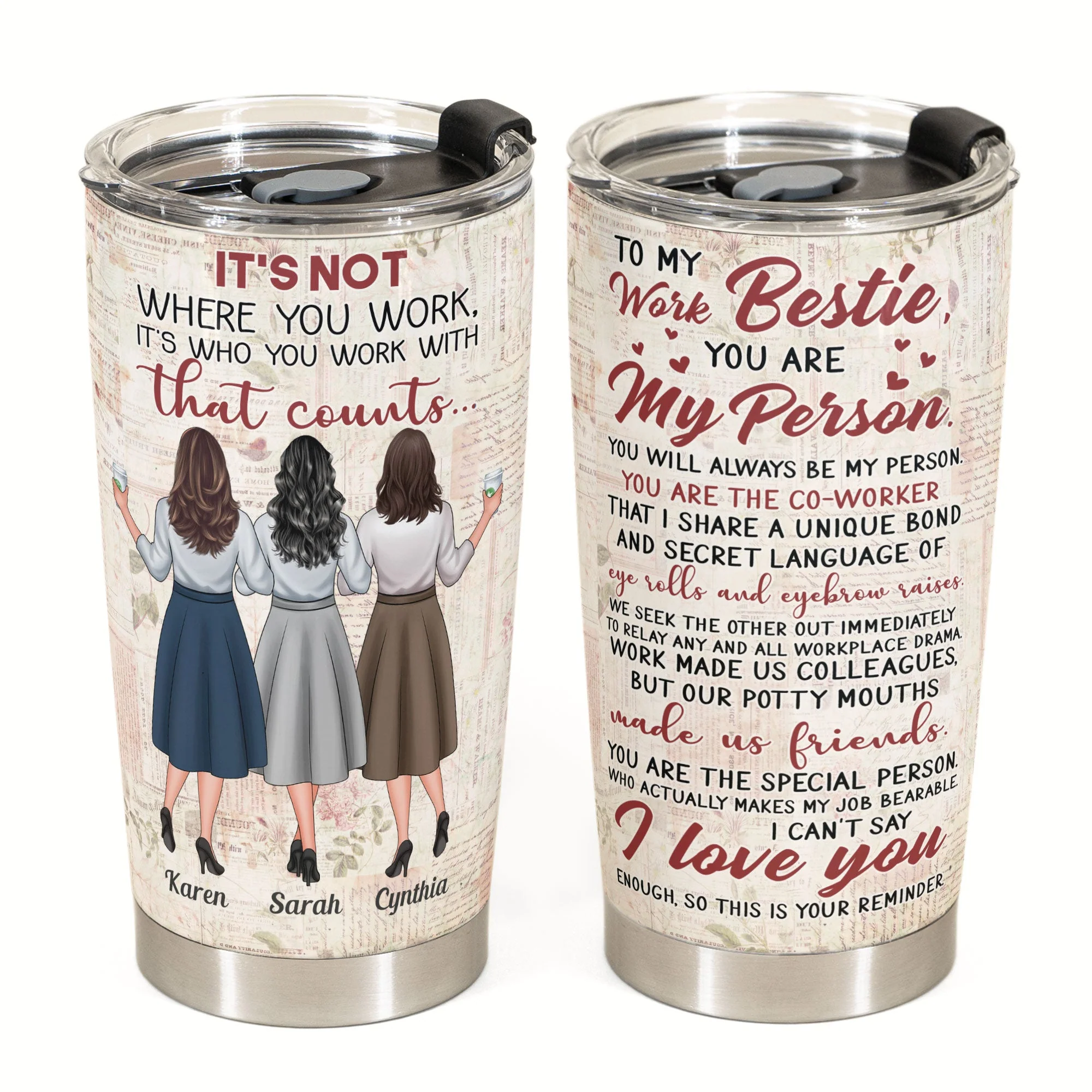 To My Work Bestie - Personalized Tumbler - Gift For Work Besties, Colleagues, Friends, Best Friends - Image 4