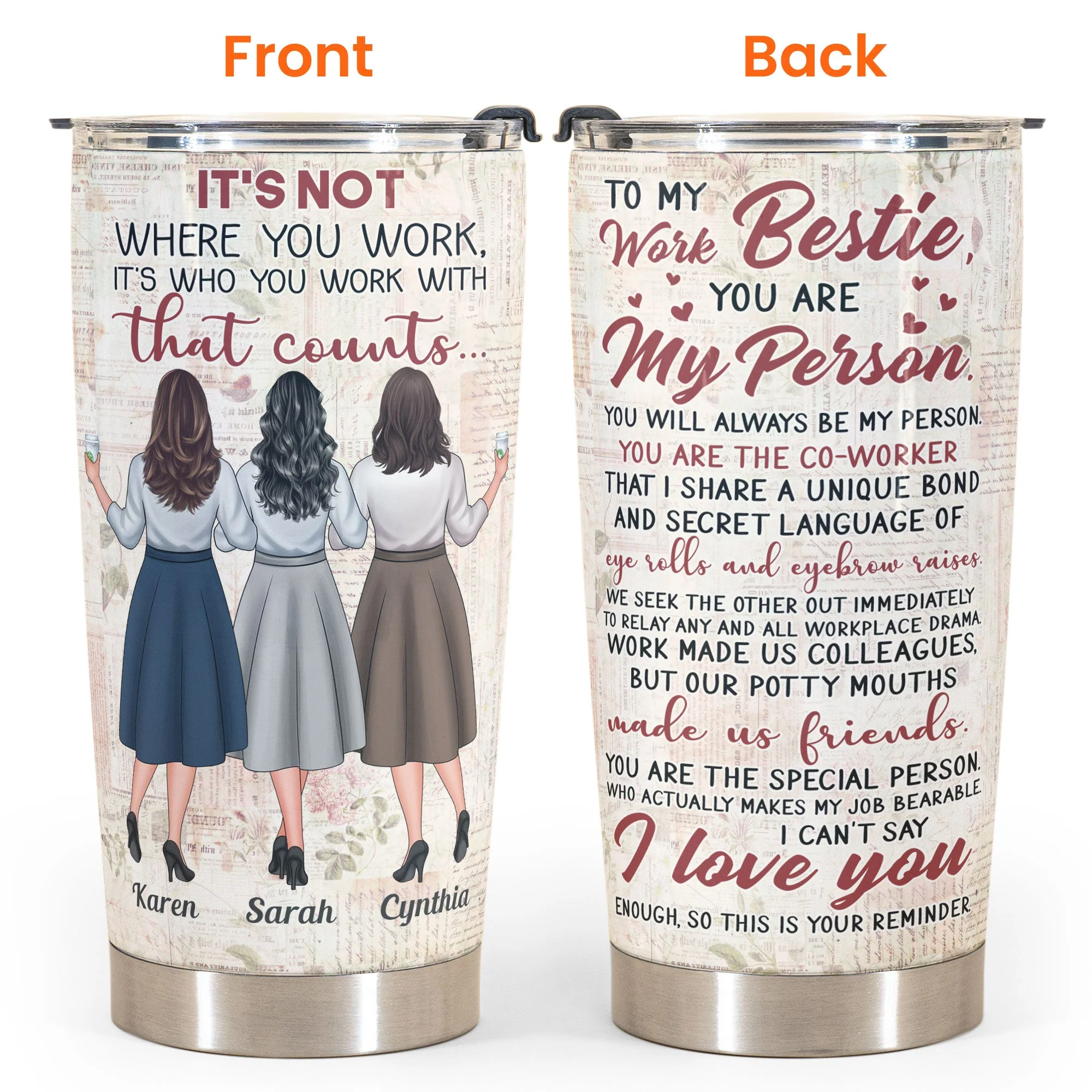 To My Work Bestie - Personalized Tumbler - Gift For Work Besties, Colleagues, Friends, Best Friends - Image 6