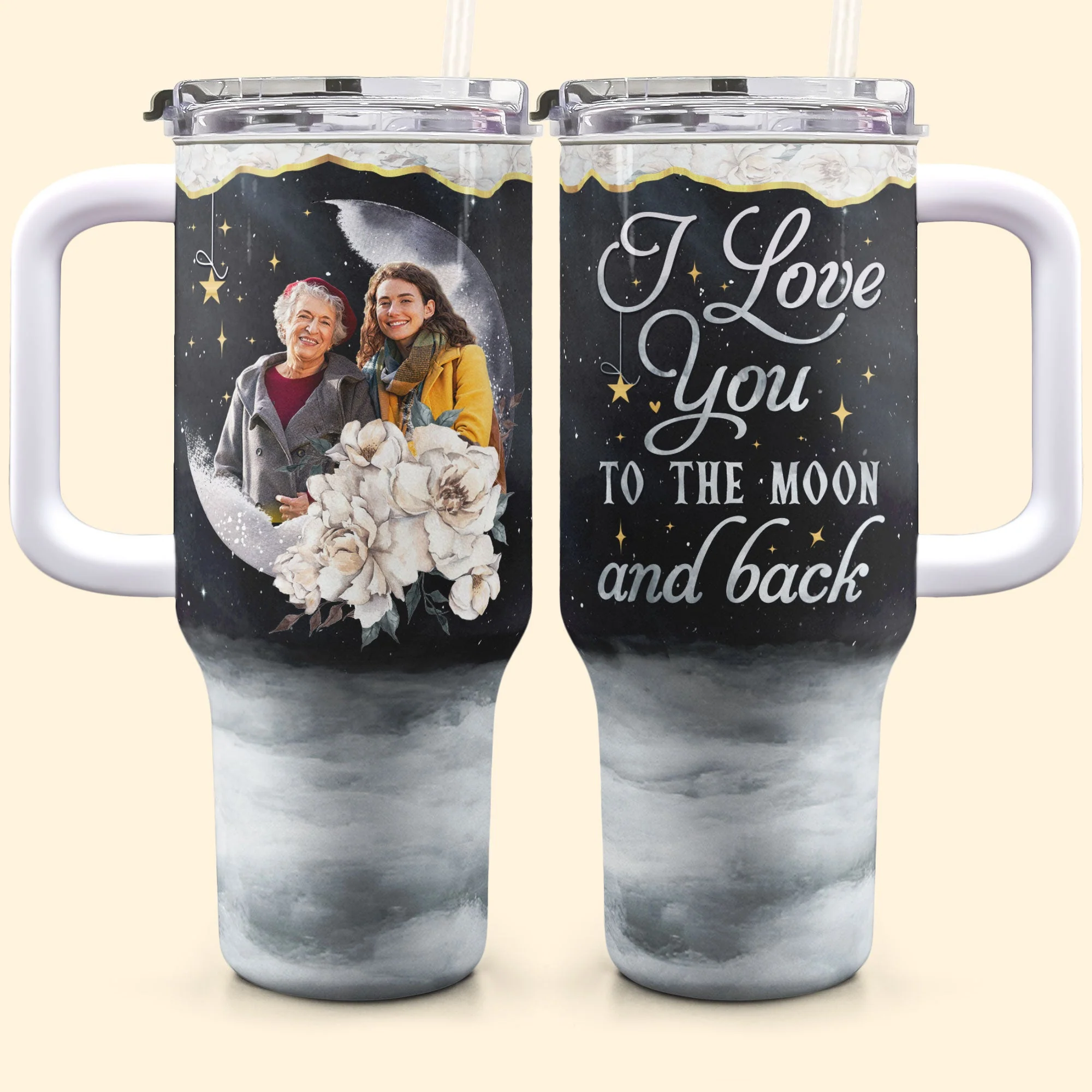 To The Moon & Back - Personalized 40oz Tumbler With Straw - Image 5