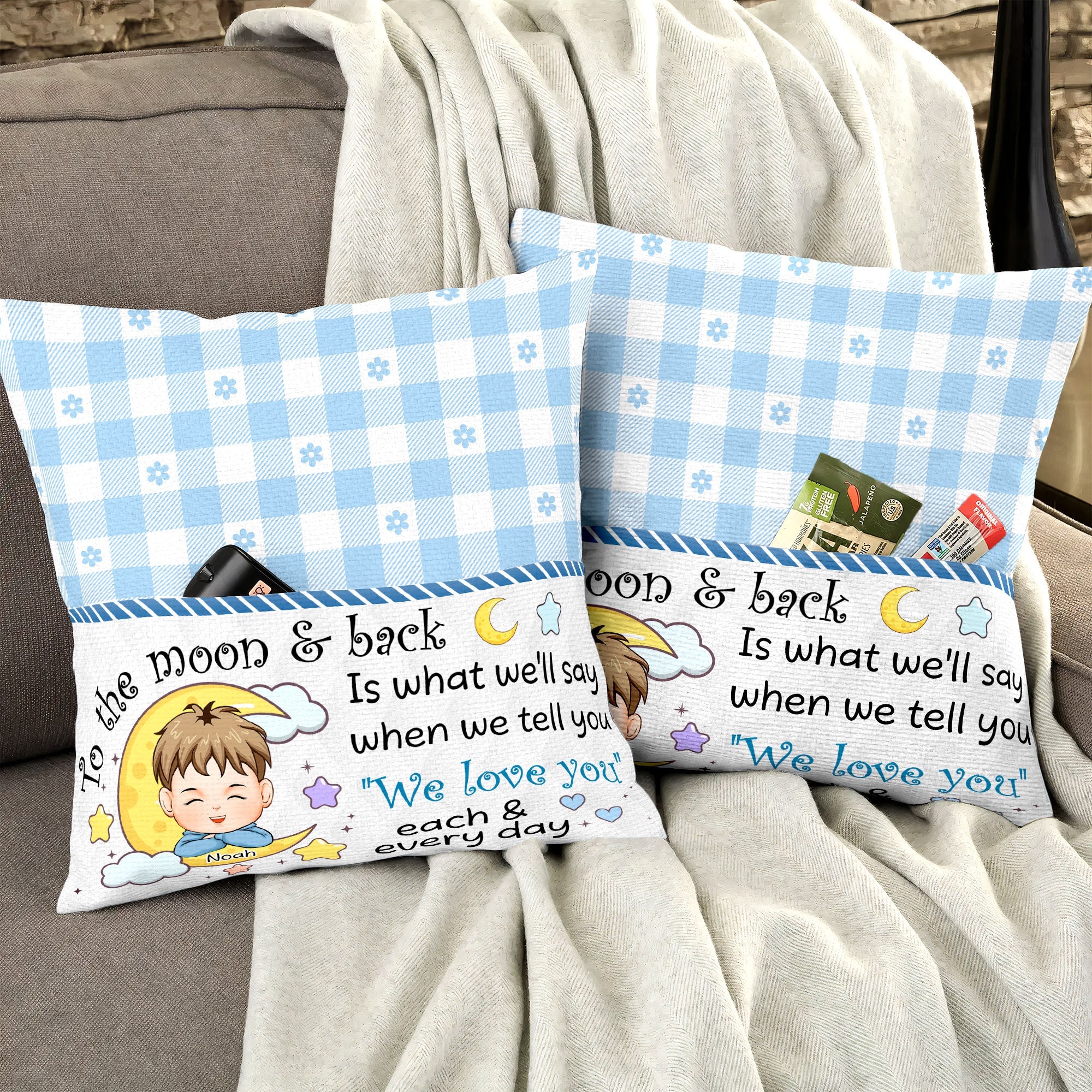 To The Moon & Back - Personalized Pocket Pillow (Insert Included) - Image 5