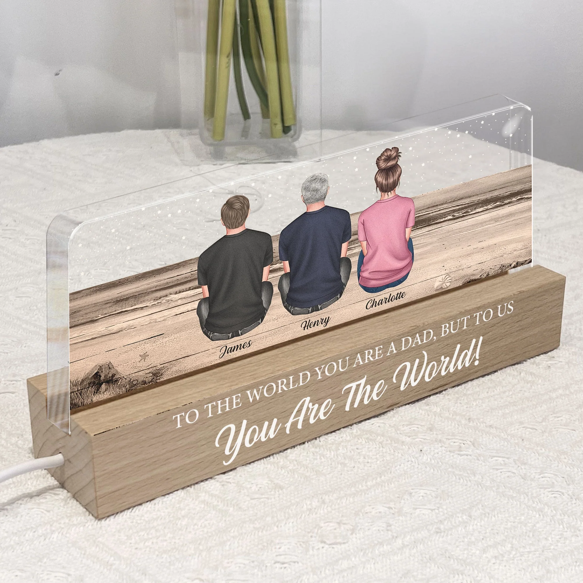 To The World You Are A Dad But To Us You Are The World - Personalized LED Night Light - Image 2