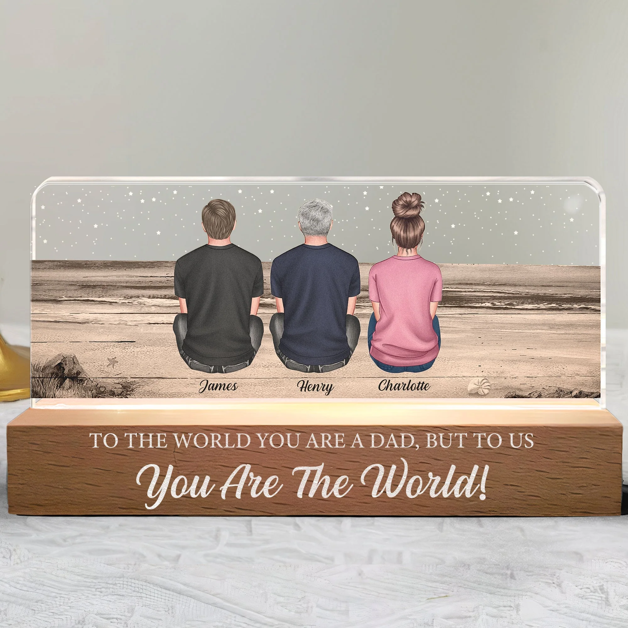 To The World You Are A Dad But To Us You Are The World - Personalized LED Night Light - Image 4