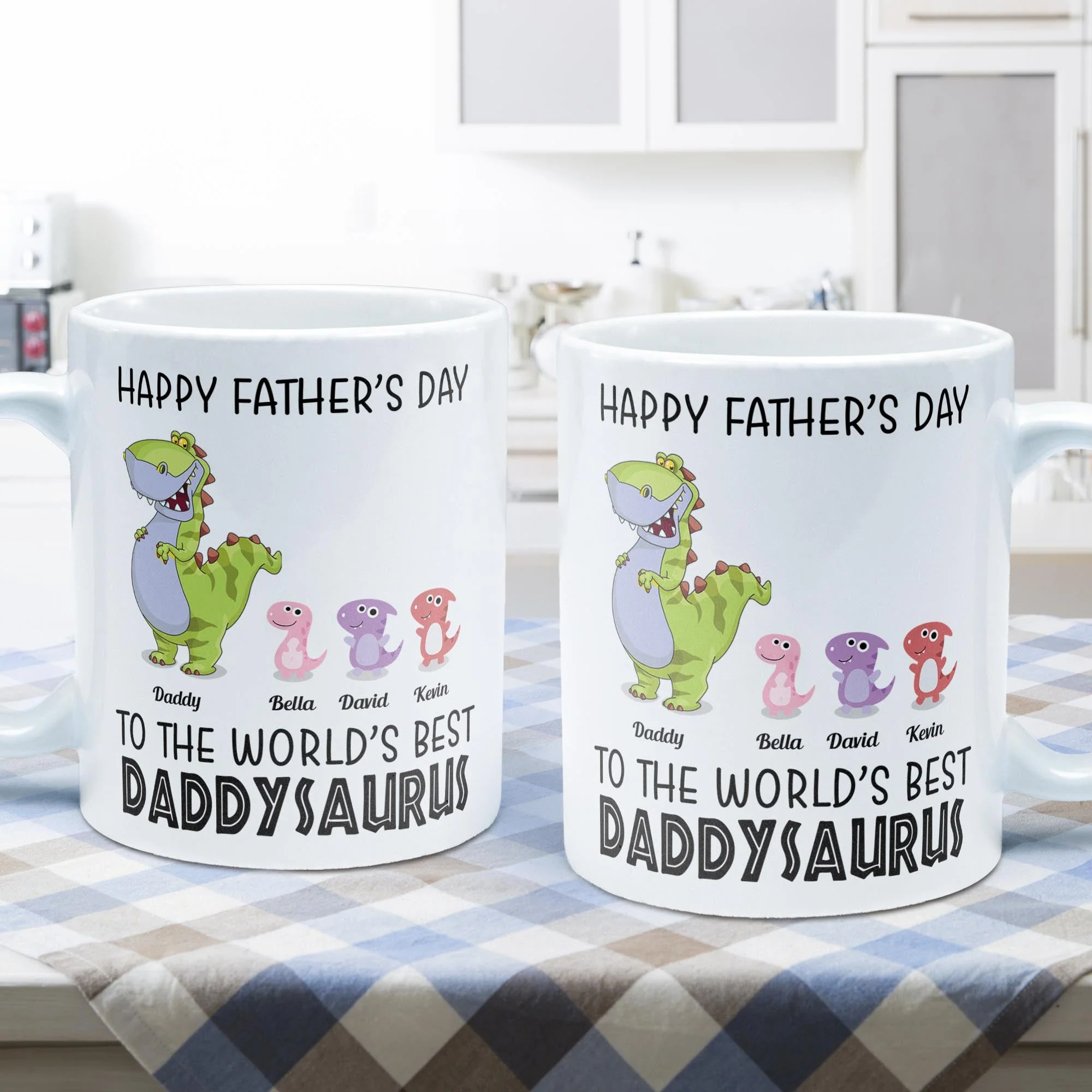 To The World's Best Daddysaurus - Personalized Mug - Father's Day, Birthday, Funny Gift For Dad, Father, Husband - Gift From Wife, Son, Daughter - Image 4