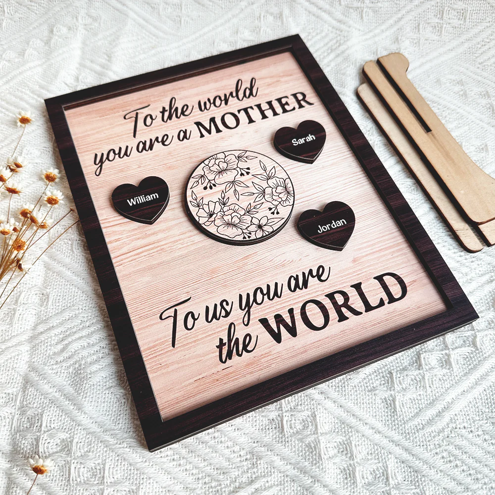 To Us You Are The World Mother's Day Gift - Personalized Wooden Plaque - Image 4