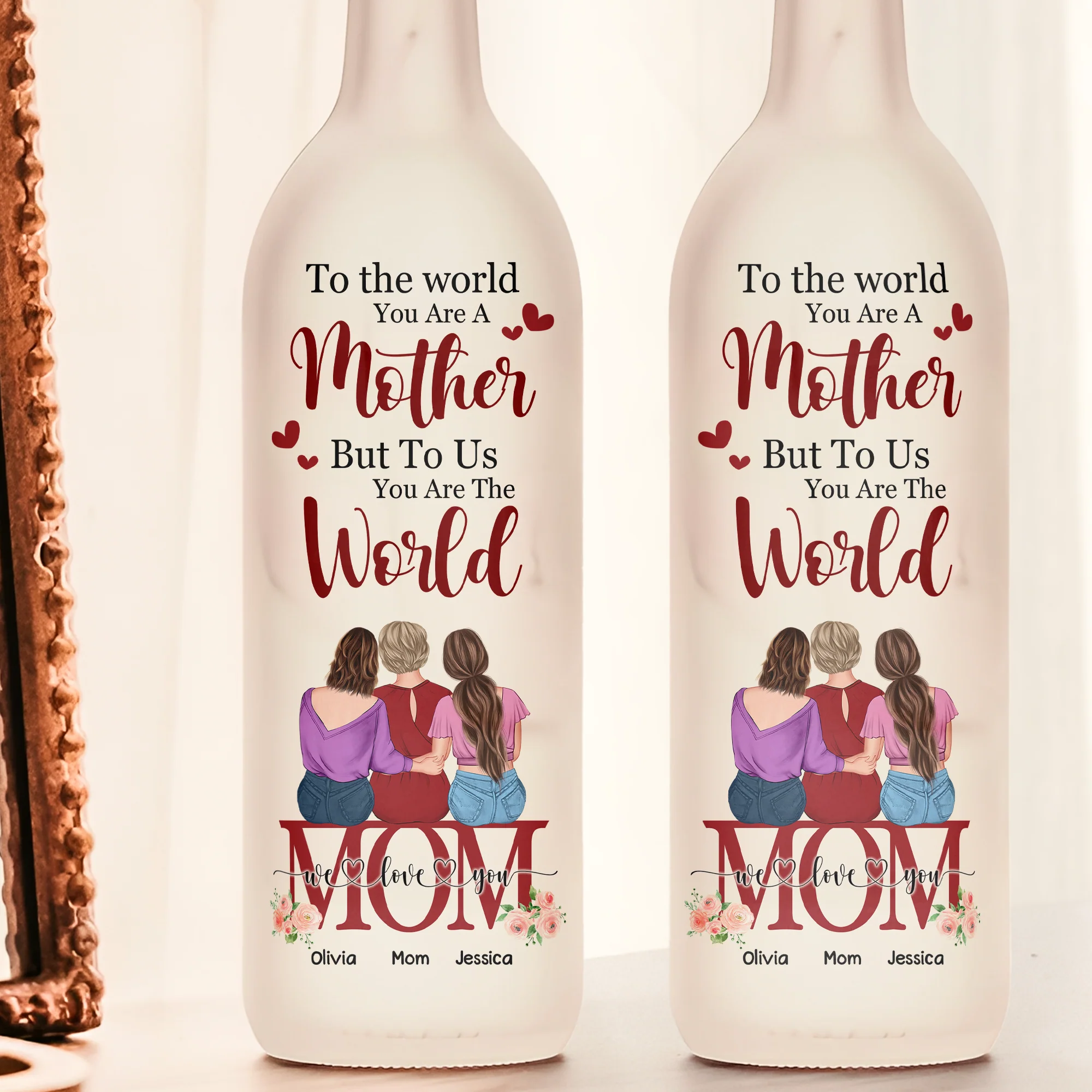 To Us You Are The World - Personalized Bottle Lamp - Image 2