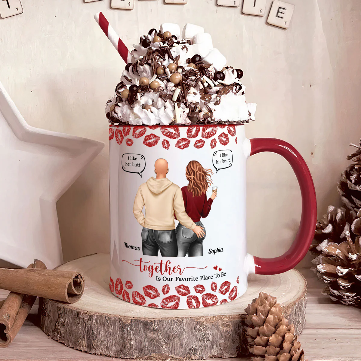 Together Is Our Favorite Place To Be I Like Her Butt - Personalized Accent Mug - Image 2