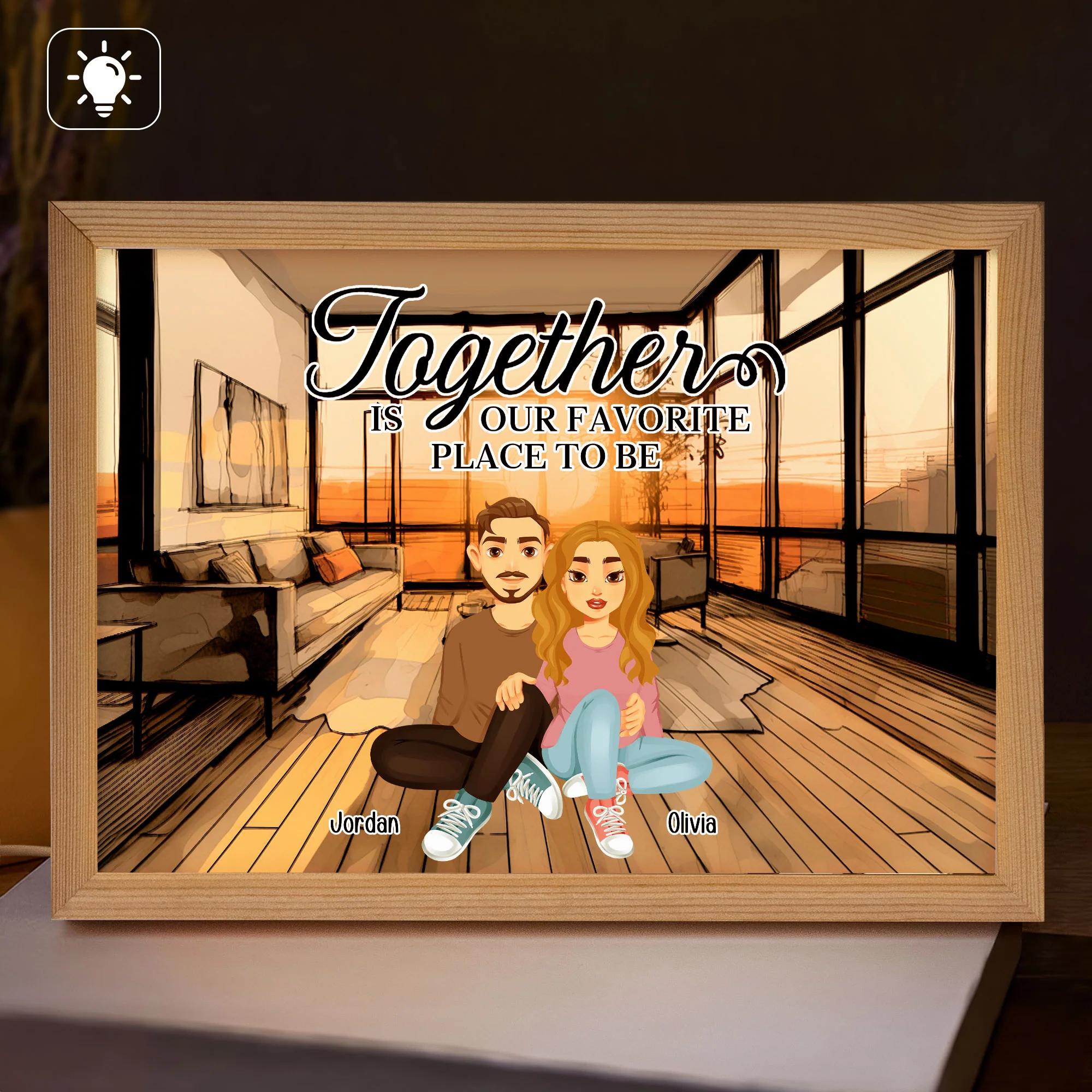 Together Is Our Favorite Place To Be - Personalized Light Up Picture Frame - Image 2