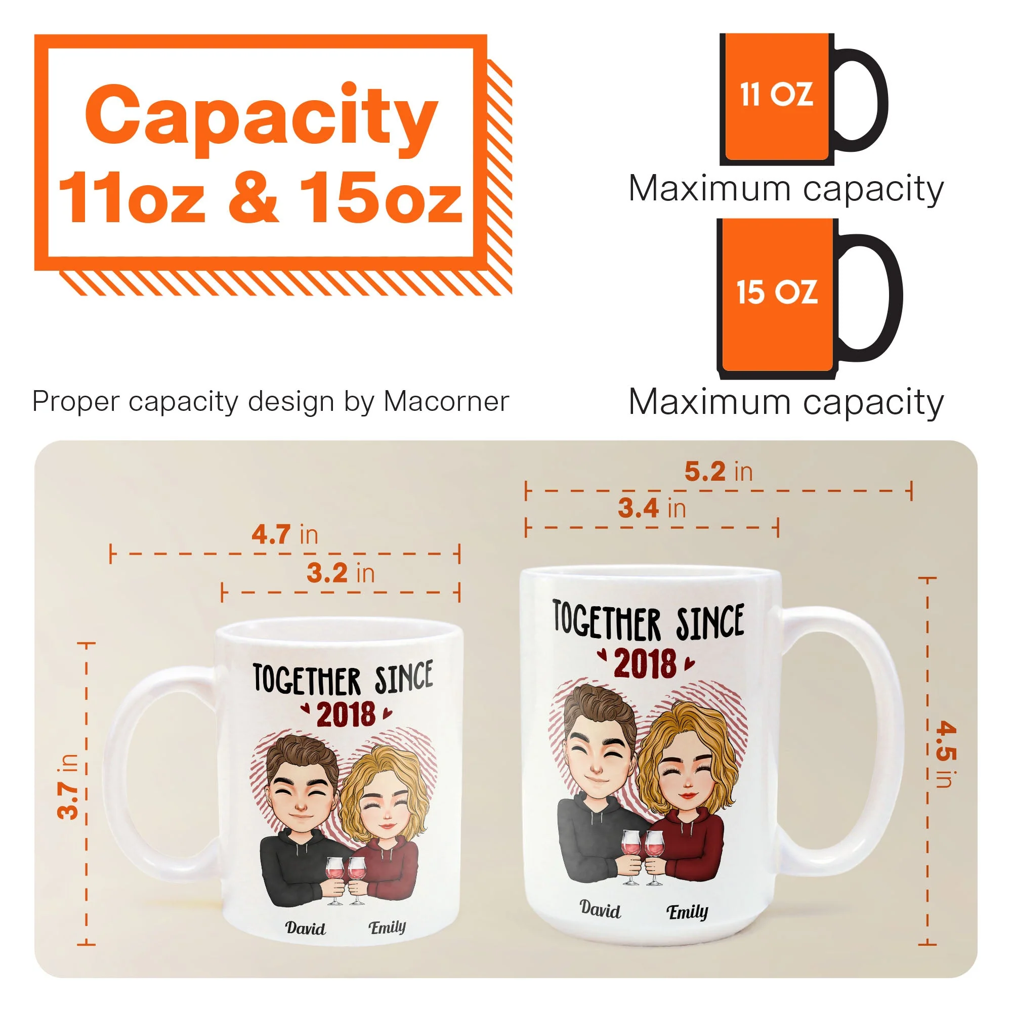Together Since - Cartoon Couple Version - Personalized Mug - Image 6