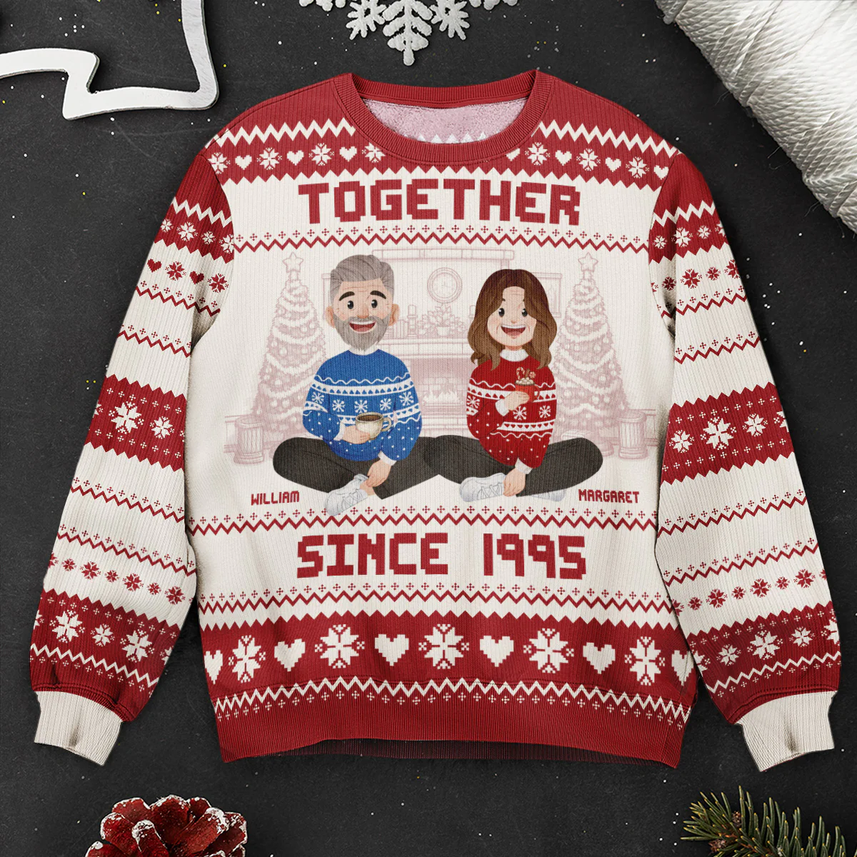 Together Since Couple Christmas Ugly Sweater New Version - Personalized Ugly Sweater - Image 4