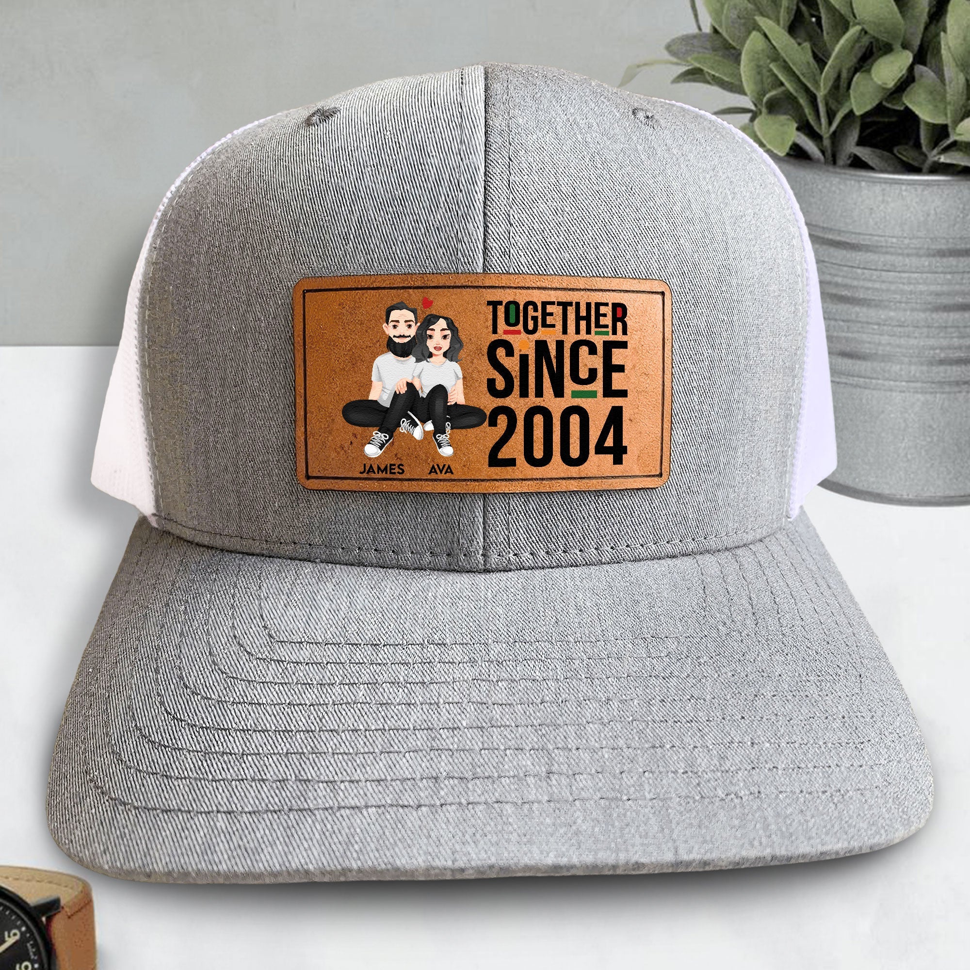 Together Since - Personalized Leather Patch Hat - Image 2