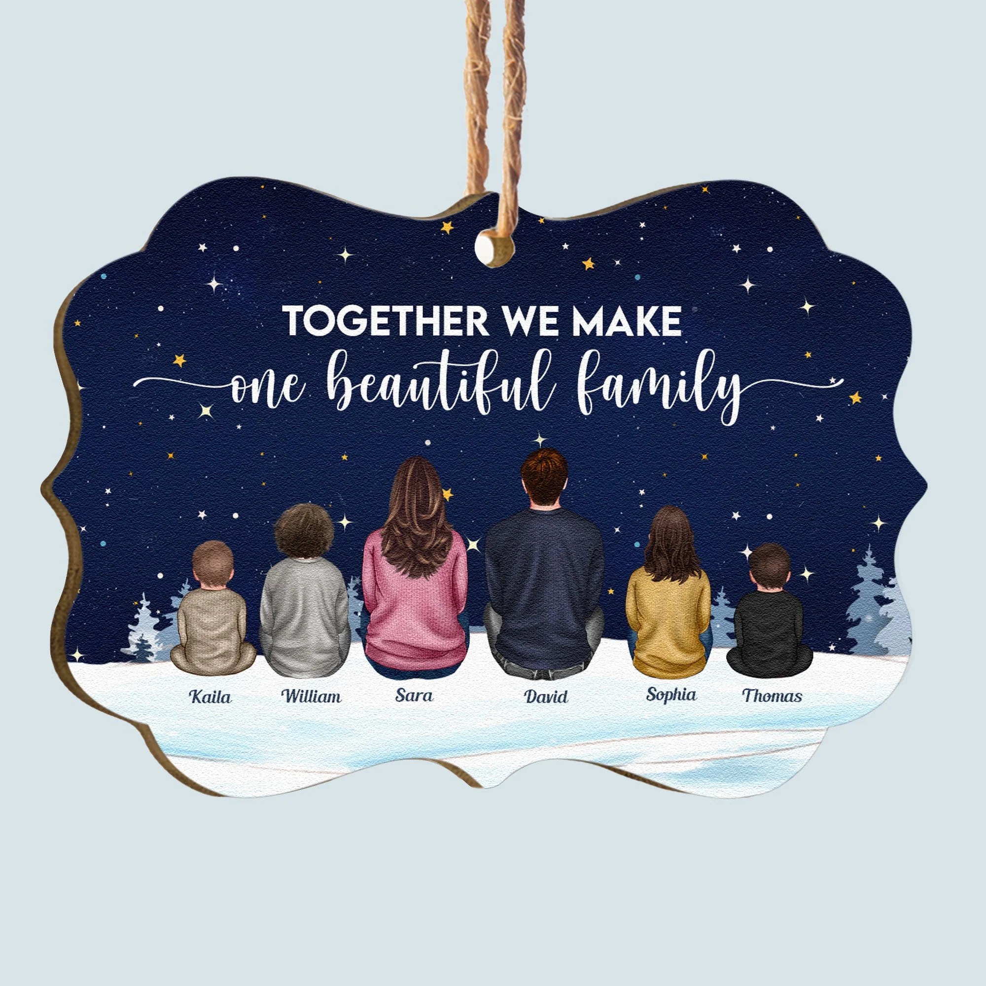 Together We Make One Beautiful Family - Personalized Aluminum/Wooden Ornament - Image 5