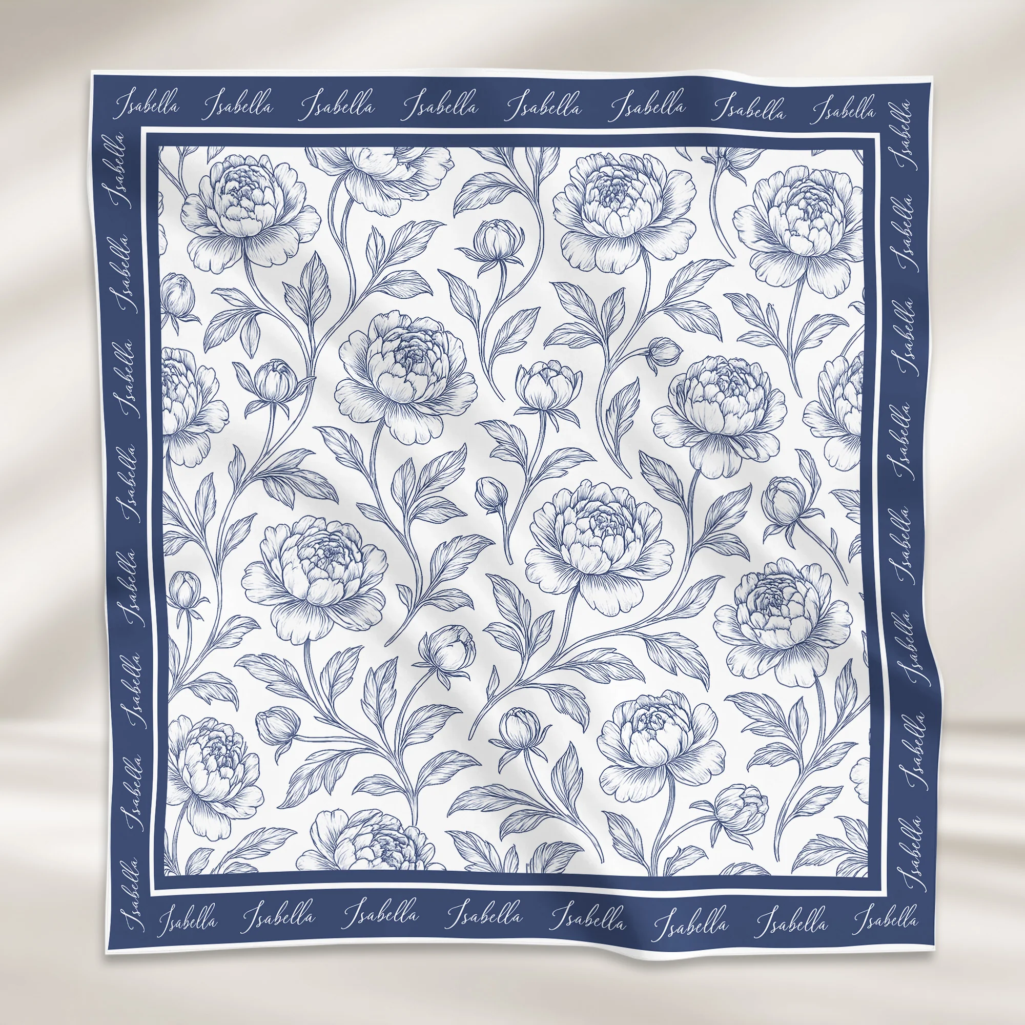 Toile De Jouy Custom Birth Flower Gift For Her, Daughter, Mom, Wife, Sister - Personalized Scarf