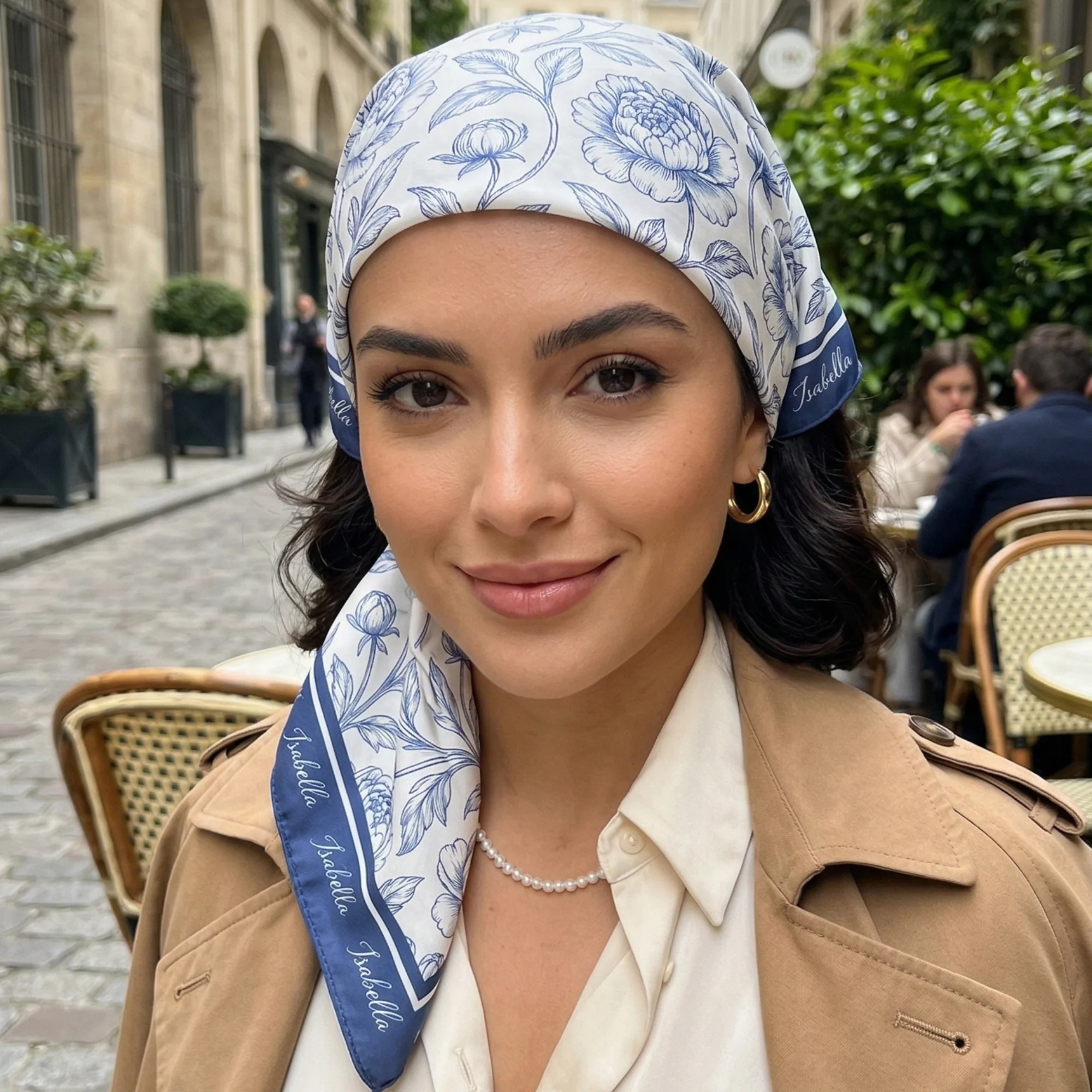 Toile De Jouy Custom Birth Flower Gift For Her, Daughter, Mom, Wife, Sister - Personalized Scarf - Image 4