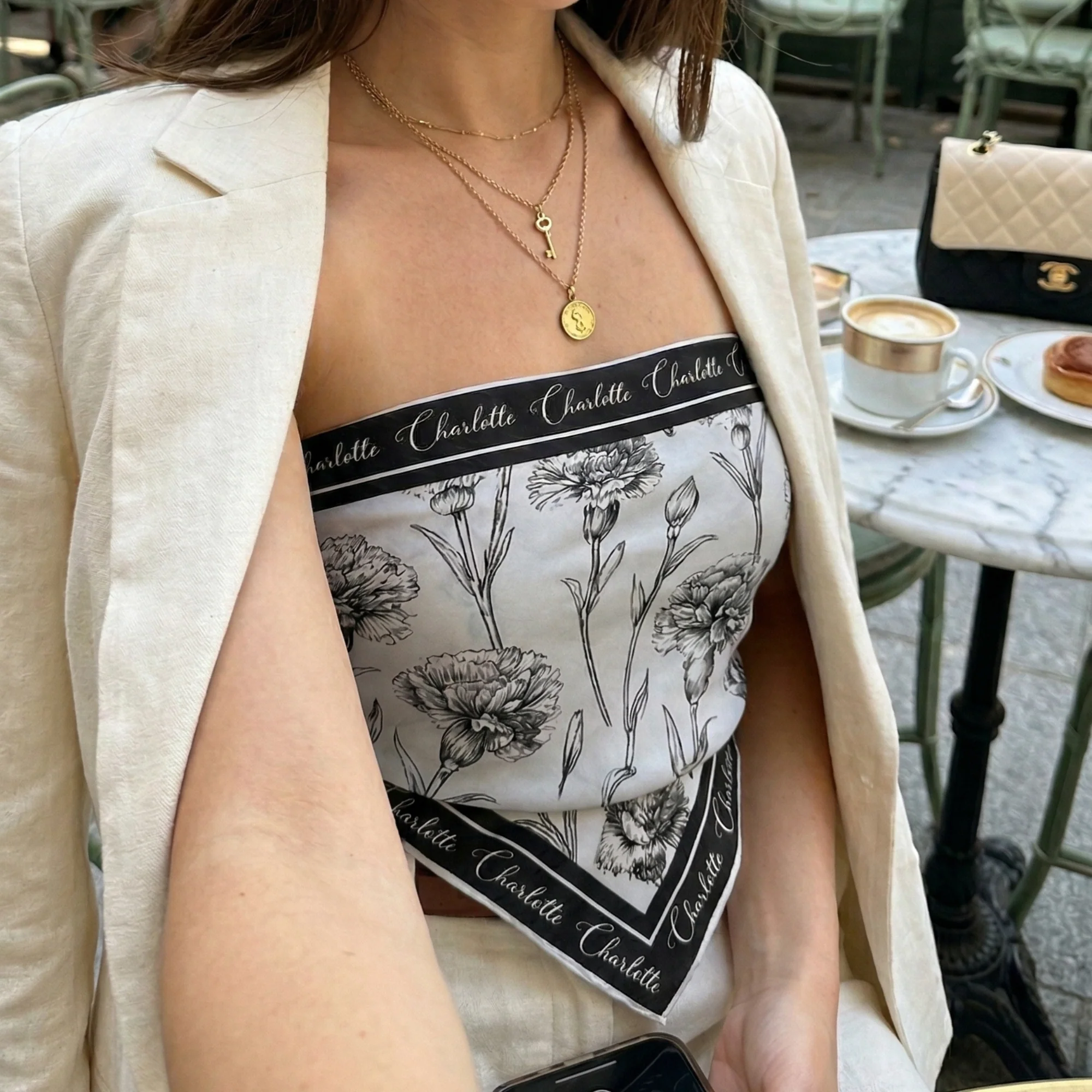 Toile De Jouy Custom Birth Flower Gift For Her, Daughter, Mom, Wife, Sister - Personalized Scarf - Image 7
