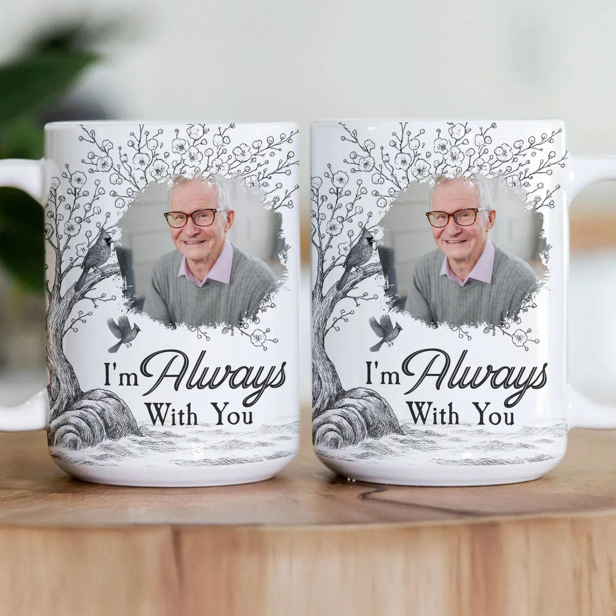 Toile De Jouy Memorial I'm Always With You - Personalized Photo Mug - Image 4