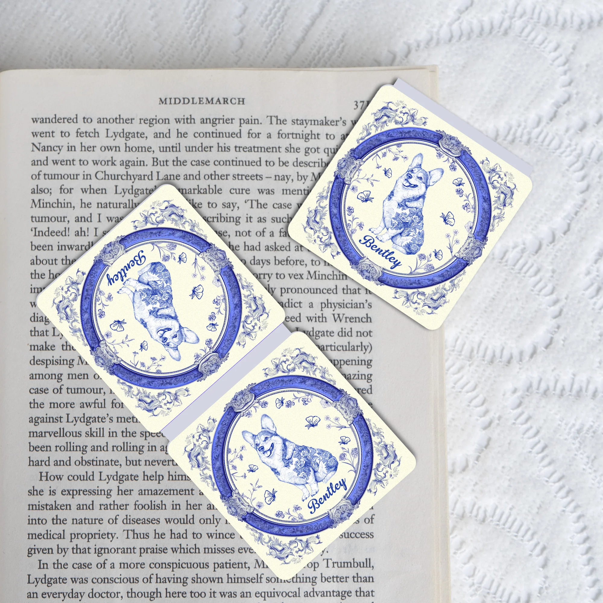 Toile De Jouy Pet Lovers Vintage Style - Personalized Magnetic Bookmark - Image 6