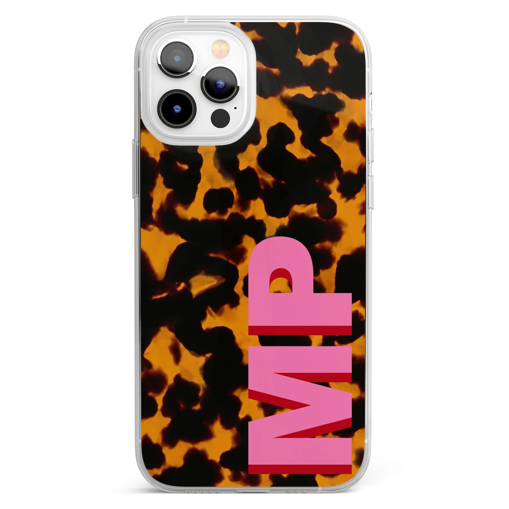 Tortoise Pattern Monogram Shadow Initials - Personalized Phone Case