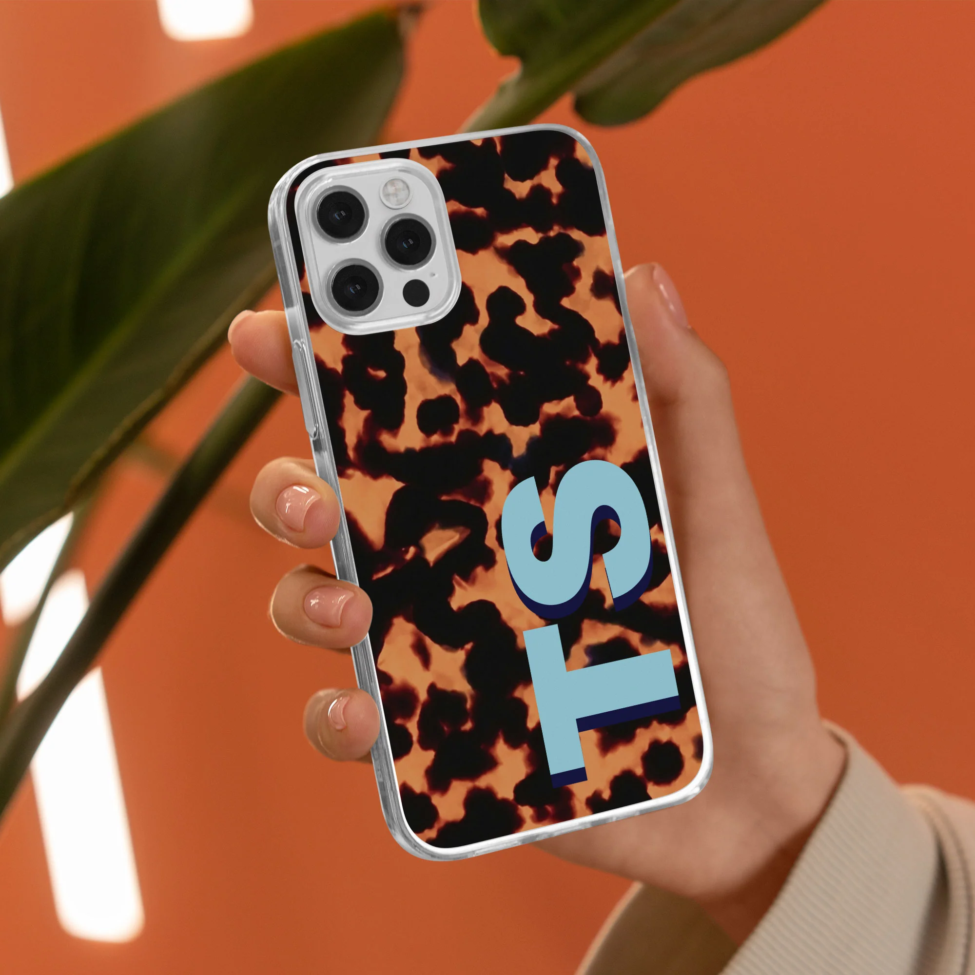 Tortoise Pattern Monogram Shadow Initials - Personalized Phone Case - Image 3