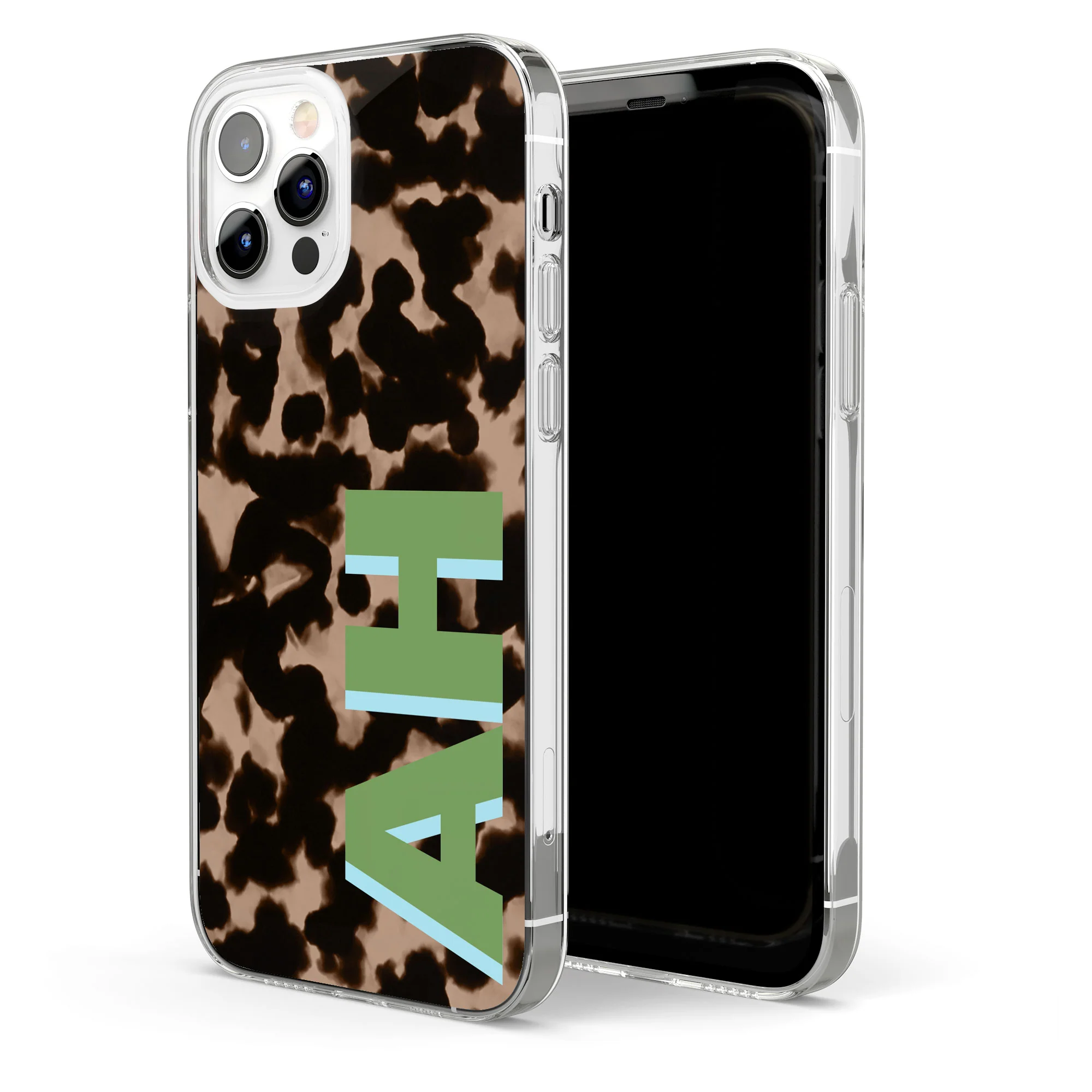 Tortoise Pattern Monogram Shadow Initials - Personalized Phone Case - Image 4
