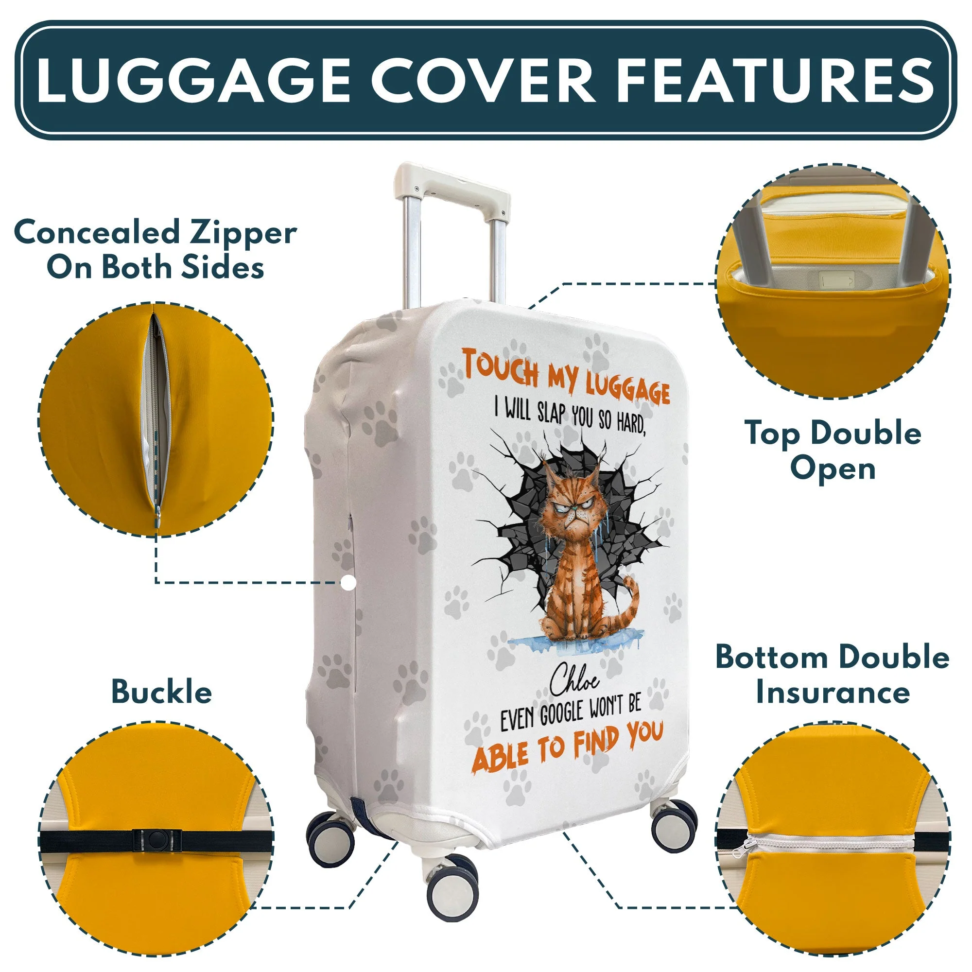 Touch My Luggage - Personalized Luggage Cover - Image 5