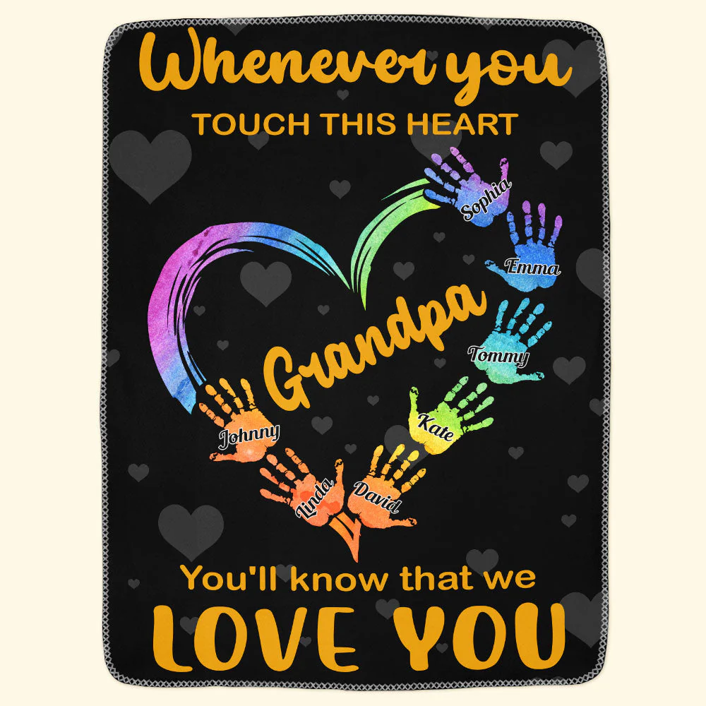 Touch This Heart Grandpa - Personalized Blanket - Image 3