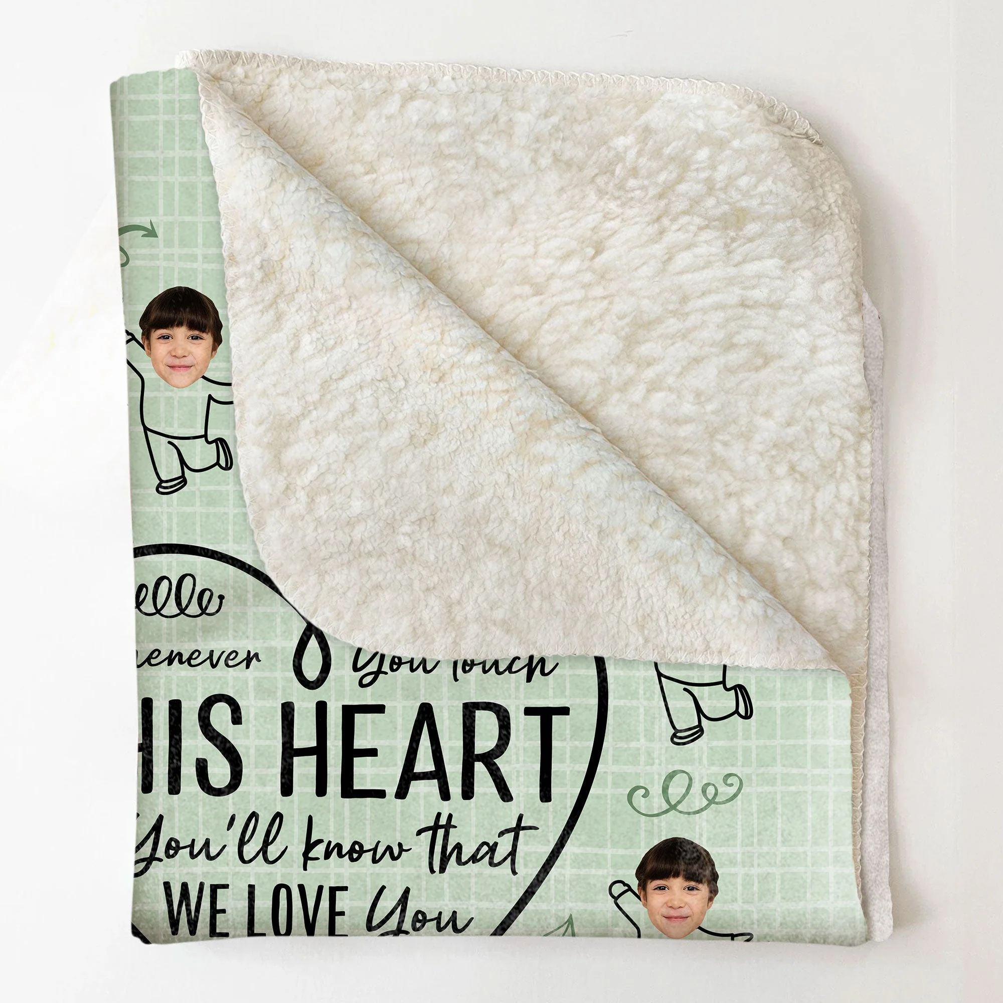 Touch This Heart You Will Feel Our Love - Personalized Photo Blanket - Image 4