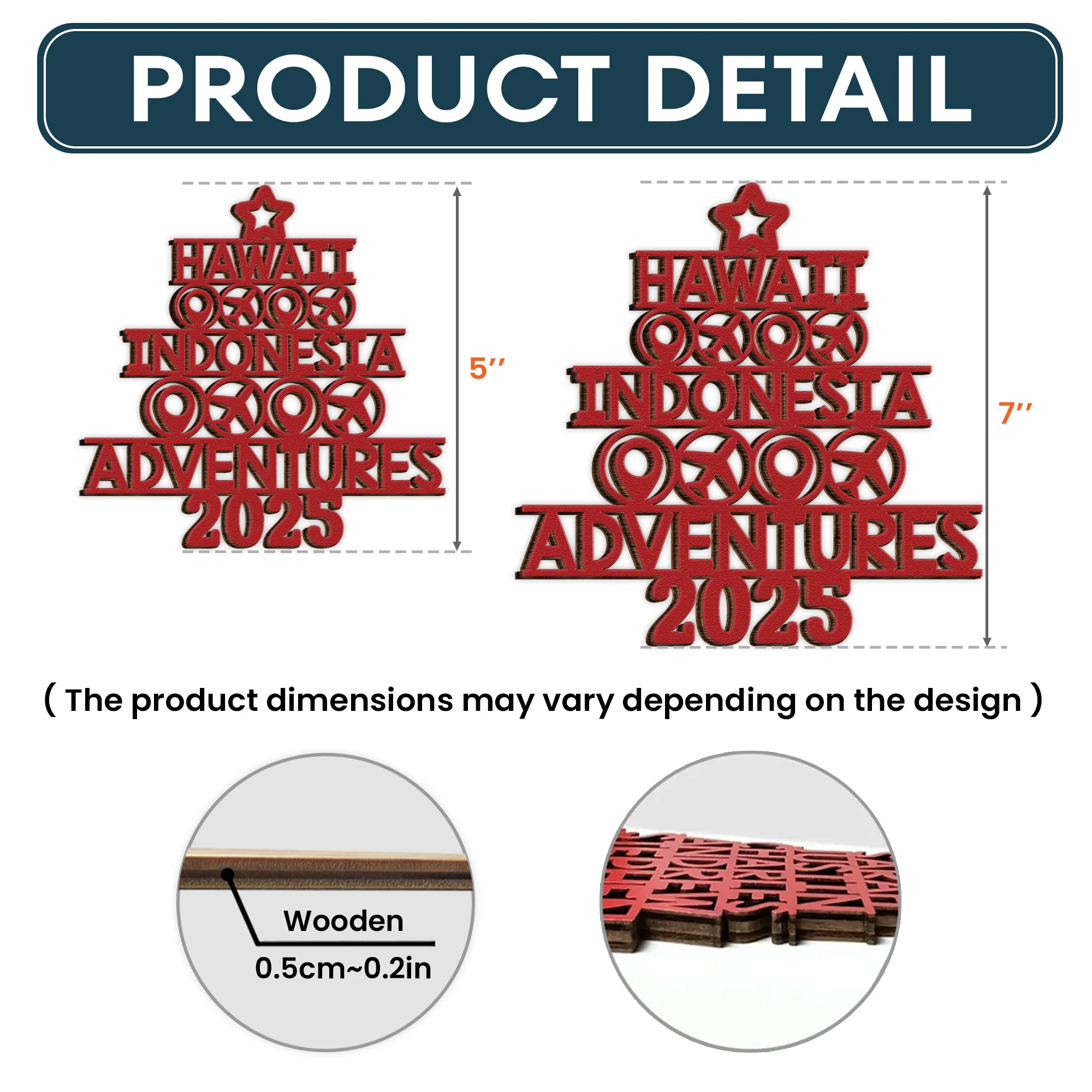 Travel Destination - Personalized Wooden Ornament - Image 5