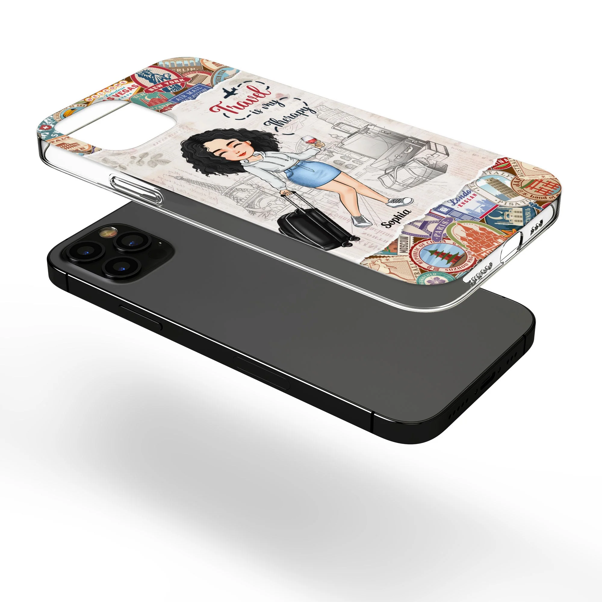 Travel Is My Therapy - Personalized Clear Phone Case - Image 3