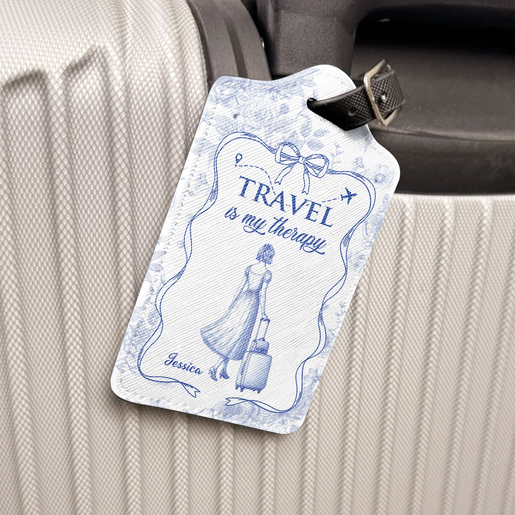 Travel Is My Therapy - Personalized Passport Cover And Luggage Tag Travel Set - Image 4