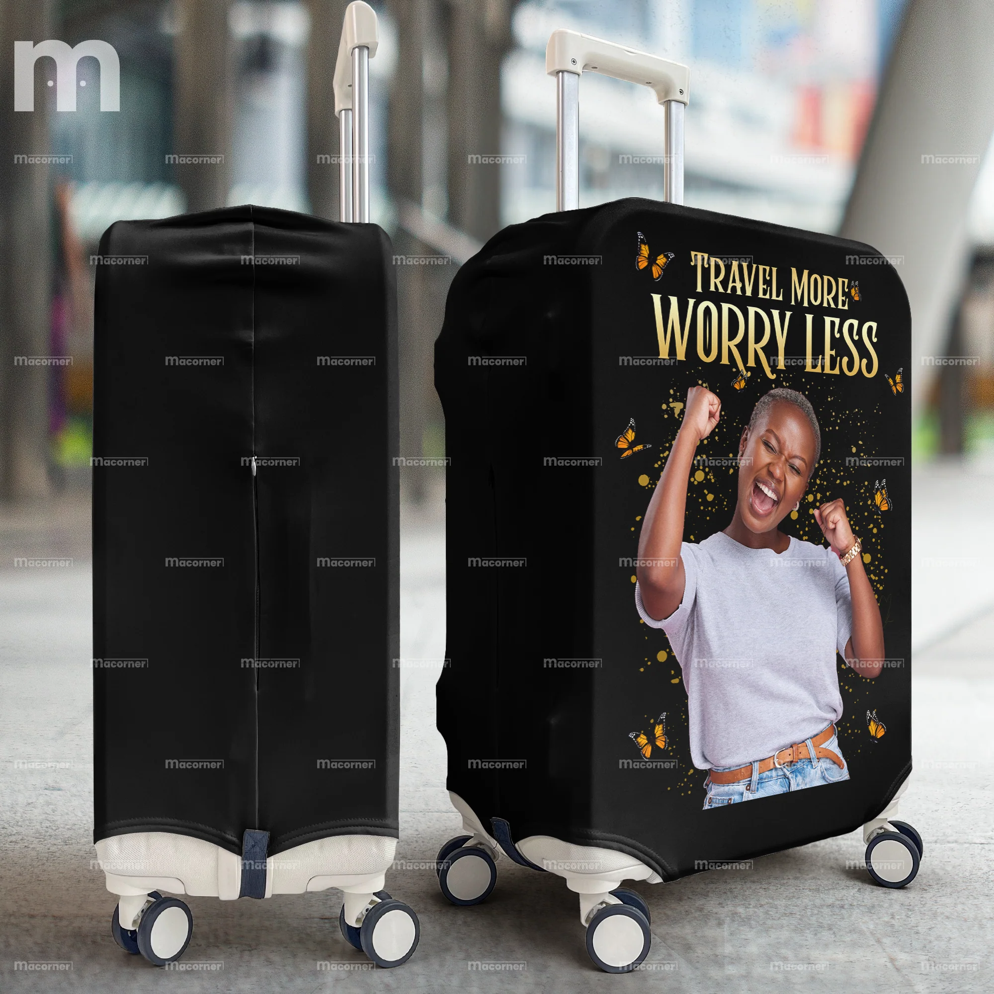 Travel More Worry Less - Personalized Photo Luggage Cover - Image 2