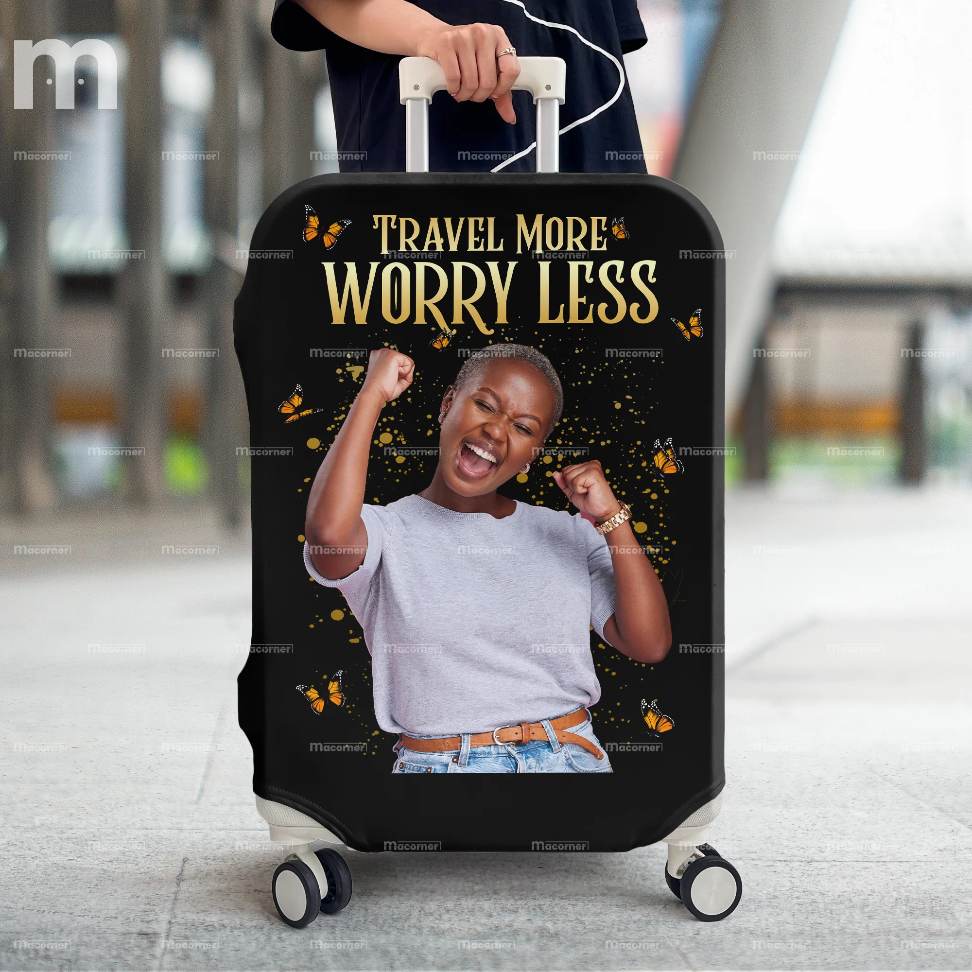 Travel More Worry Less - Personalized Photo Luggage Cover - Image 4