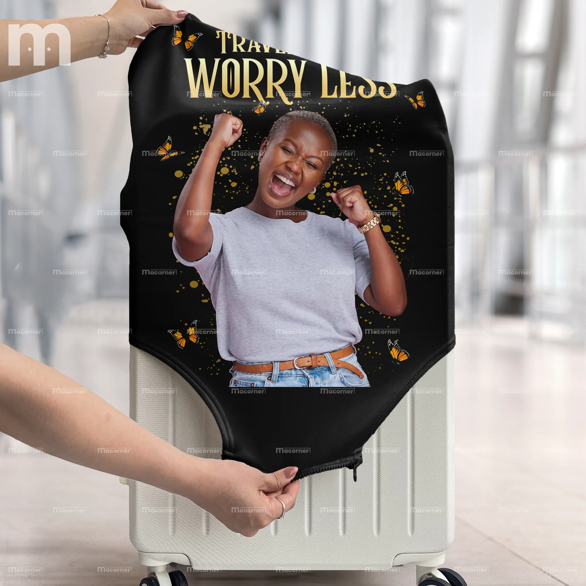 Travel More Worry Less - Personalized Photo Luggage Cover - Image 5