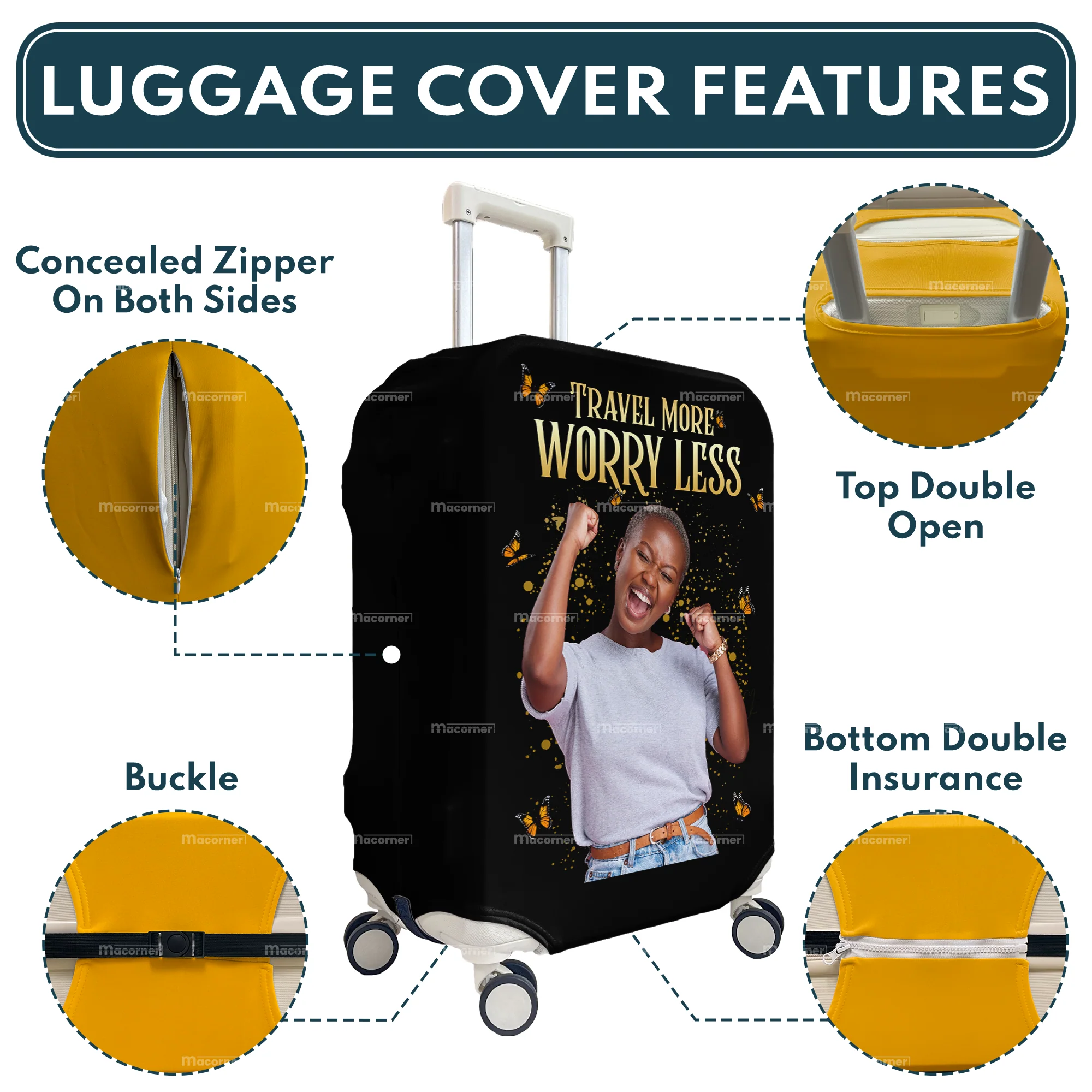Travel More Worry Less - Personalized Photo Luggage Cover - Image 6