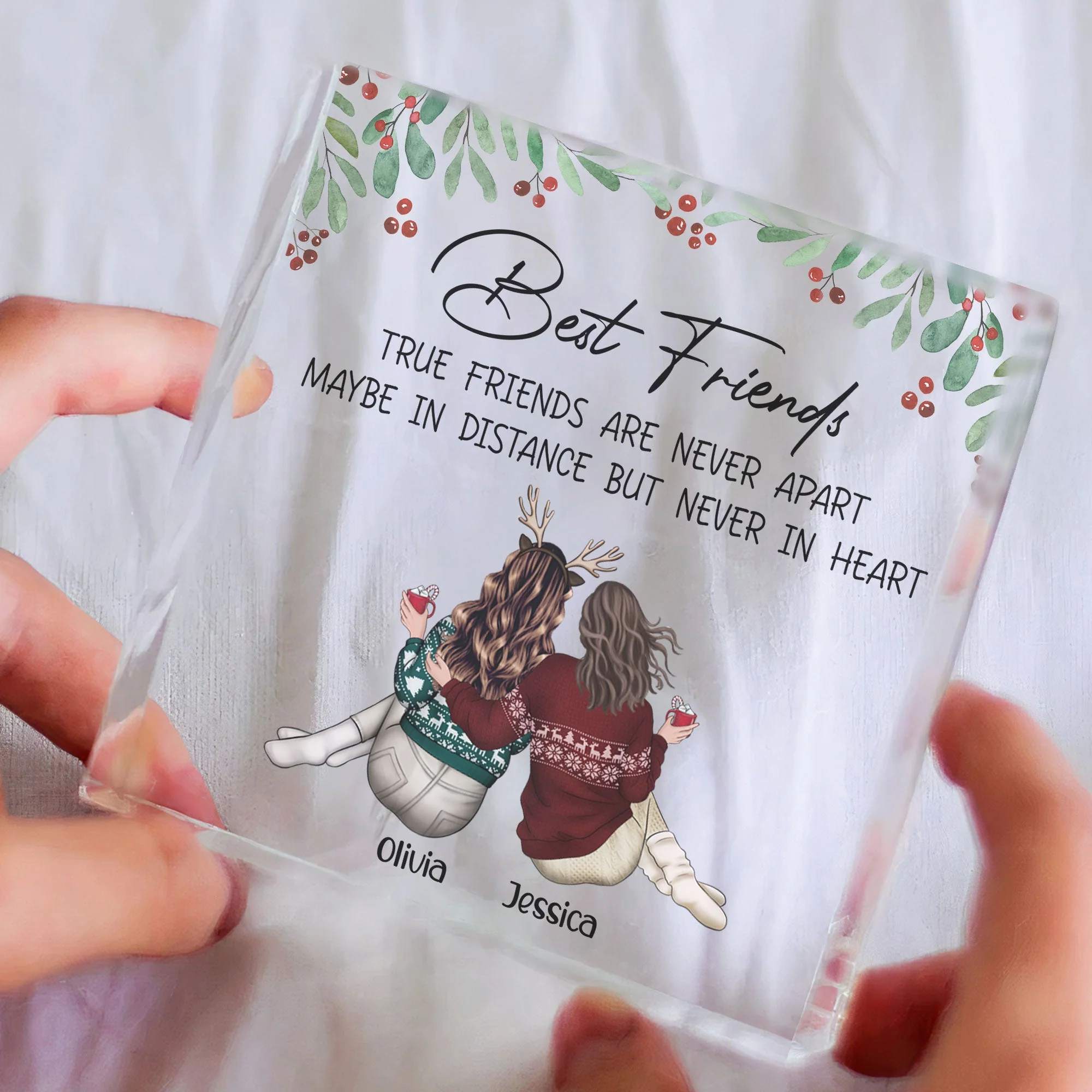 True Friends Are Never Apart - Personalized Acrylic Plaque - Image 4