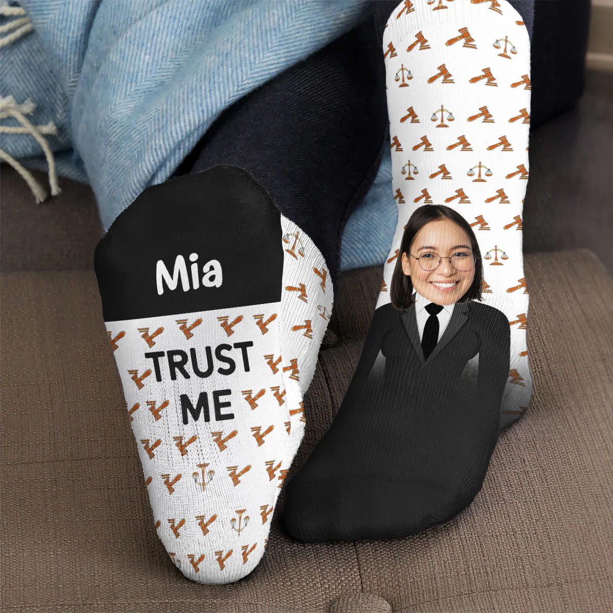 Trust Me I'm A Lawyer - Personalized Photo Crew Socks - Image 4
