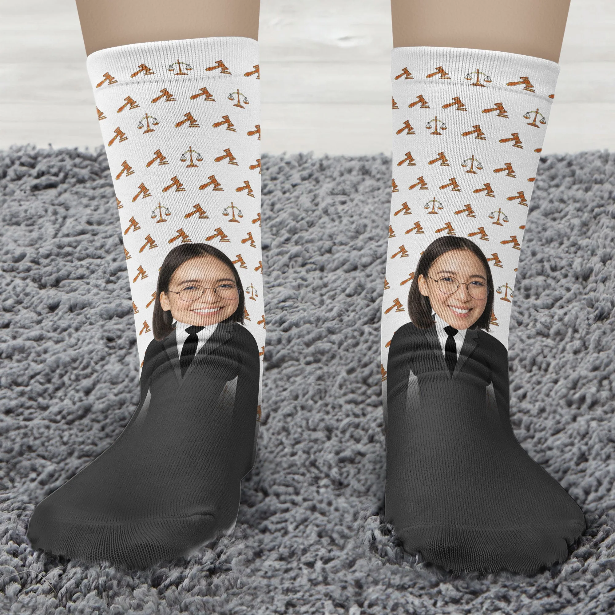 Trust Me I'm A Lawyer - Personalized Photo Crew Socks - Image 5
