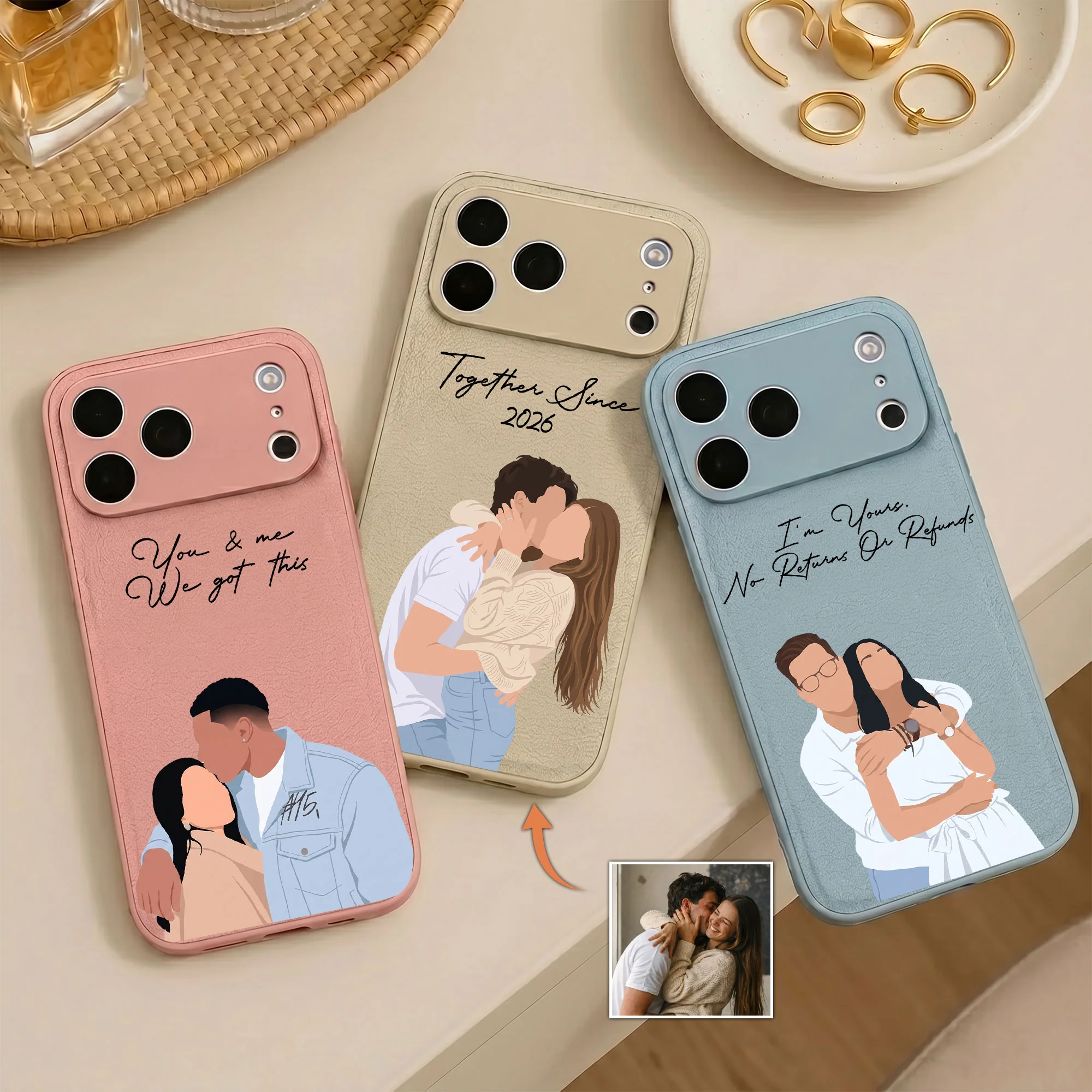 Turn Photo Into Faceless Art - For Couples, Him, Her, Matching Gifts - Personalized Phone Case