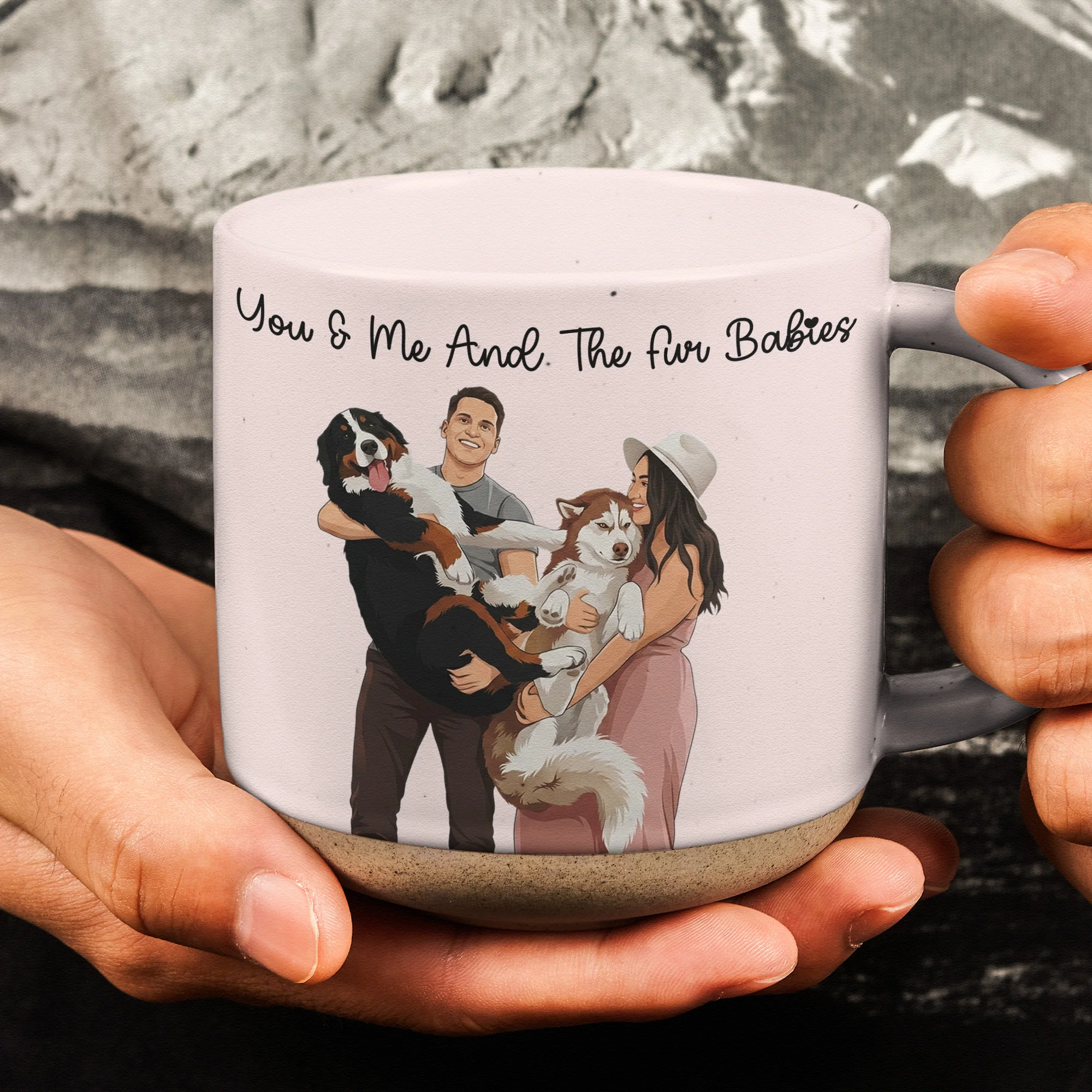 Turn Your Photo Into Art - You & Me And The Dogs, Cats - For Couples - Personalized Mugs - Image 4