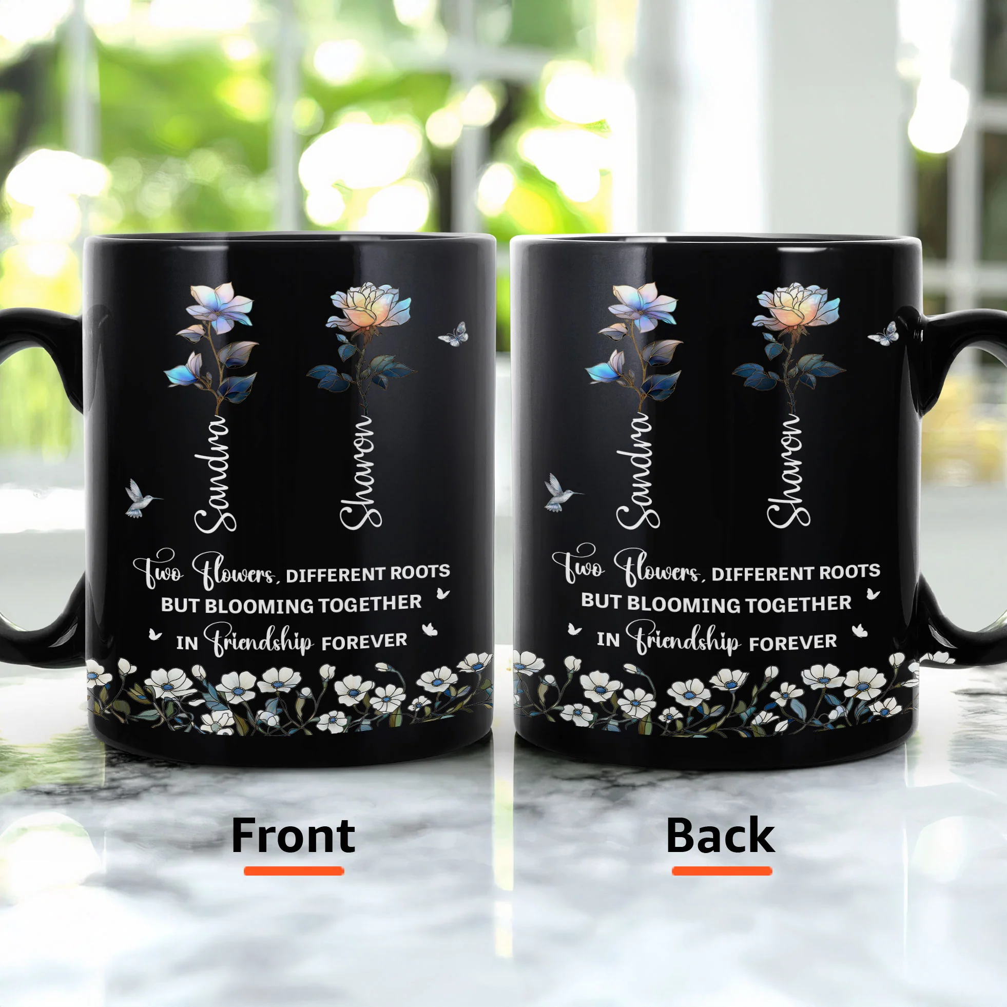 Two Flowers Different Roots Blooming Together Friendship Forever - Personalized Mug - Image 4