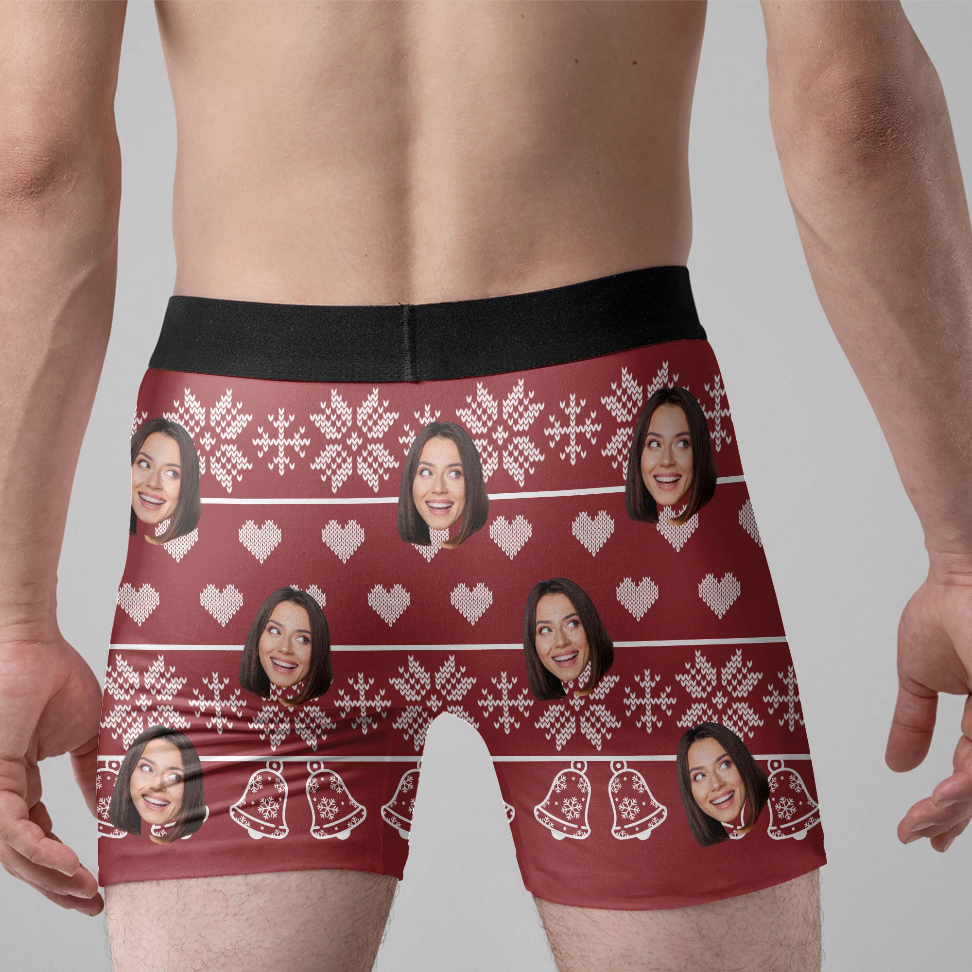 Ugly Christmas Jingle My Bells - Personalized Photo Men's Boxer Briefs - Image 2