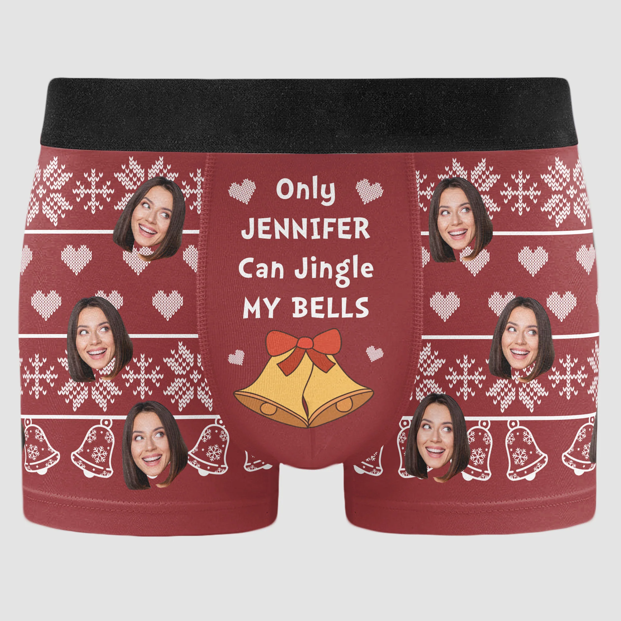 Ugly Christmas Jingle My Bells - Personalized Photo Men's Boxer Briefs - Image 4
