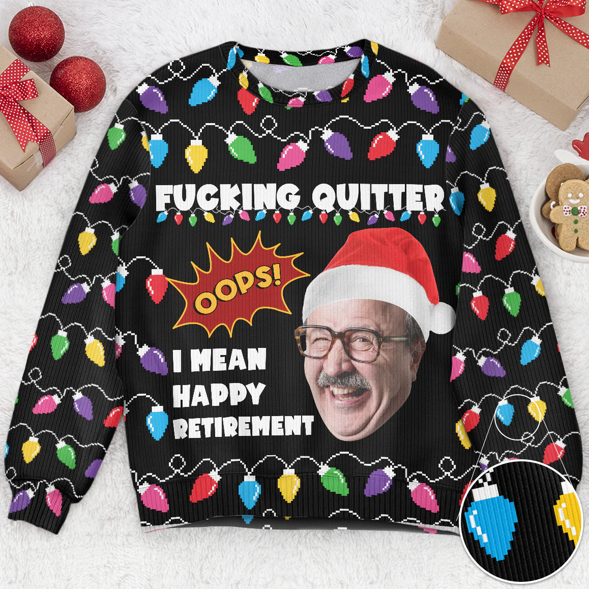 Ugly Sweater Cheers To Retire - Personalized Photo Ugly Sweater - Image 2