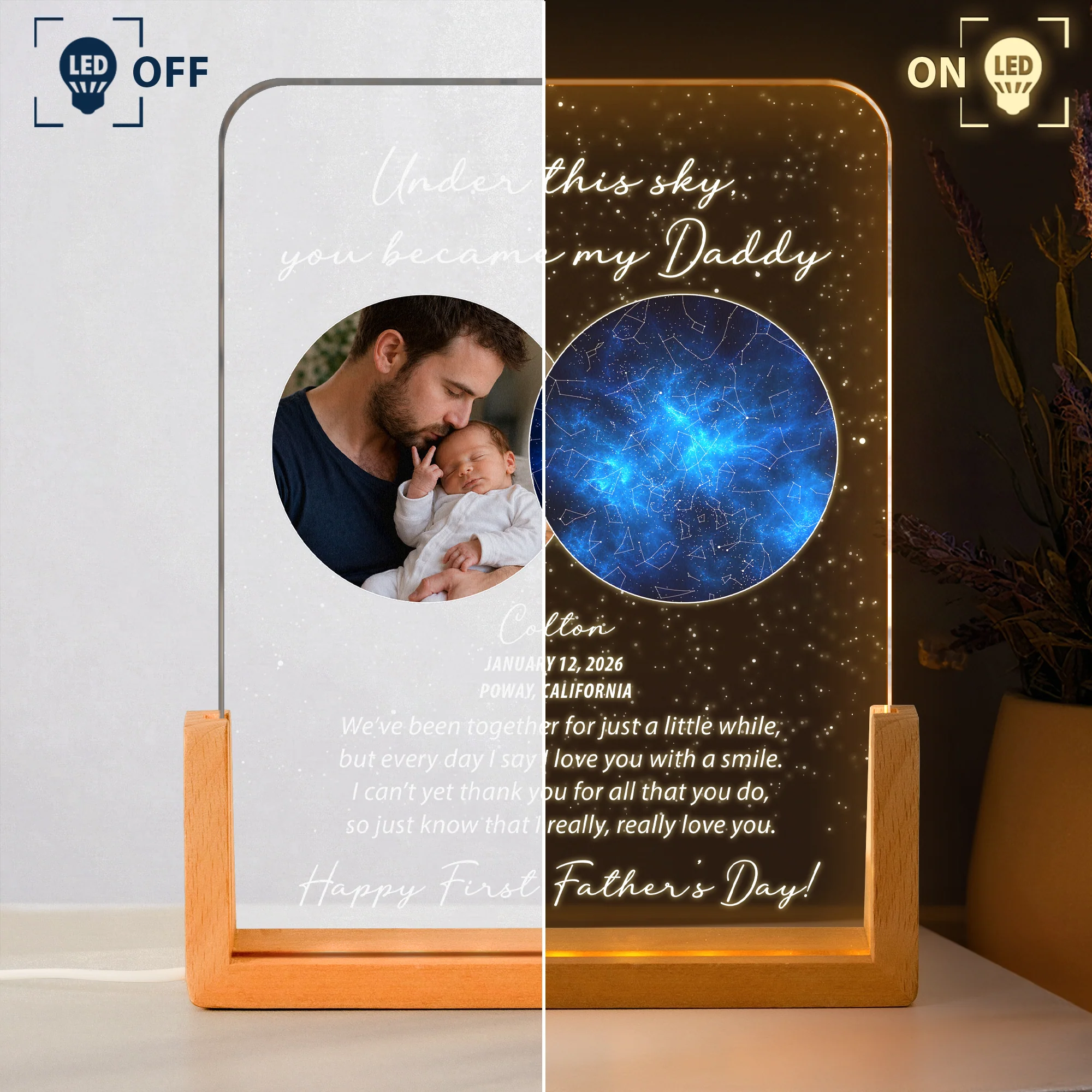 Under This Sky You Became My Daddy Custom Star Map - 1st Father's Day For New Dad, Husband, Son - Personalized Night Light - Image 4